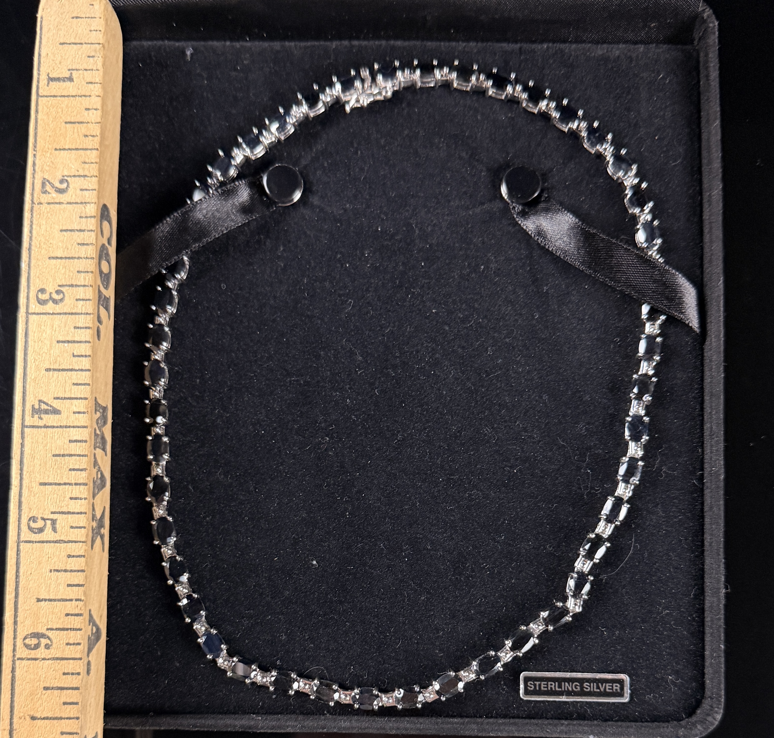 G.L.O. Sterling Silver and Blue Gemstone Tennis Necklace