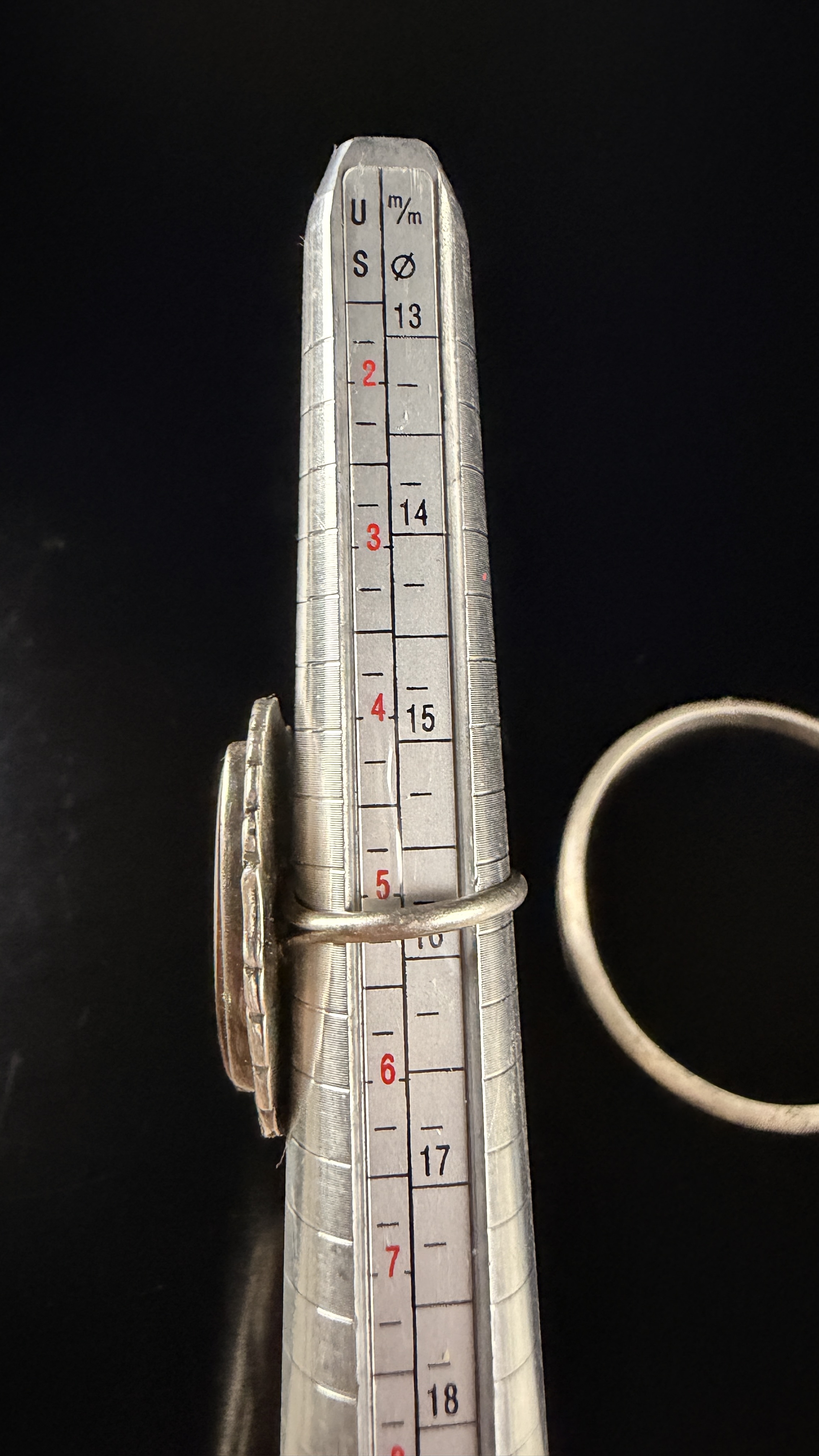 Two Pieces of Navajo Sterling Silver Jewelry Including a Petrified Wood Ring and a Mother-of-Pearl Inlay Bracelet