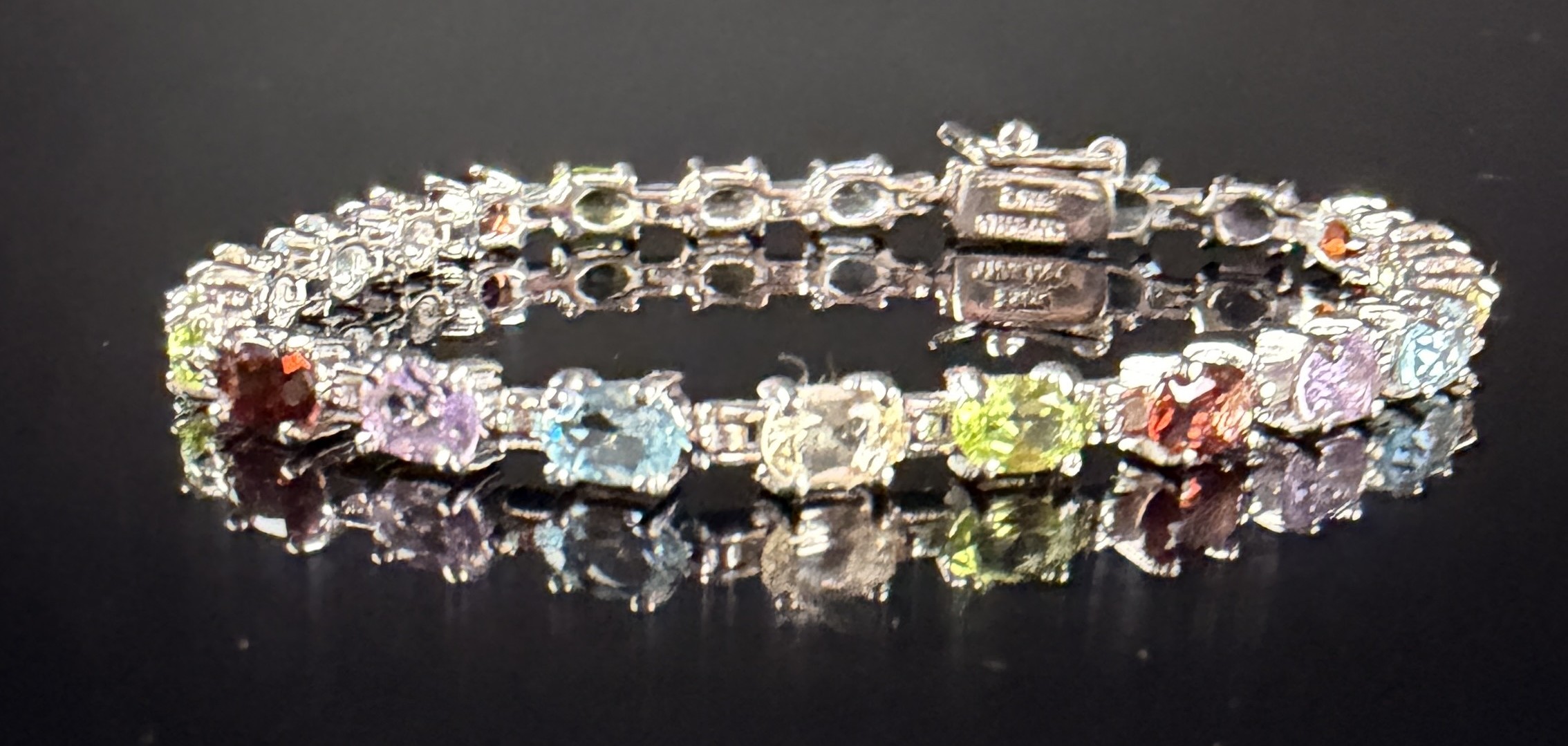 Sterling Silver Multi-Gemstone Tennis Bracelet