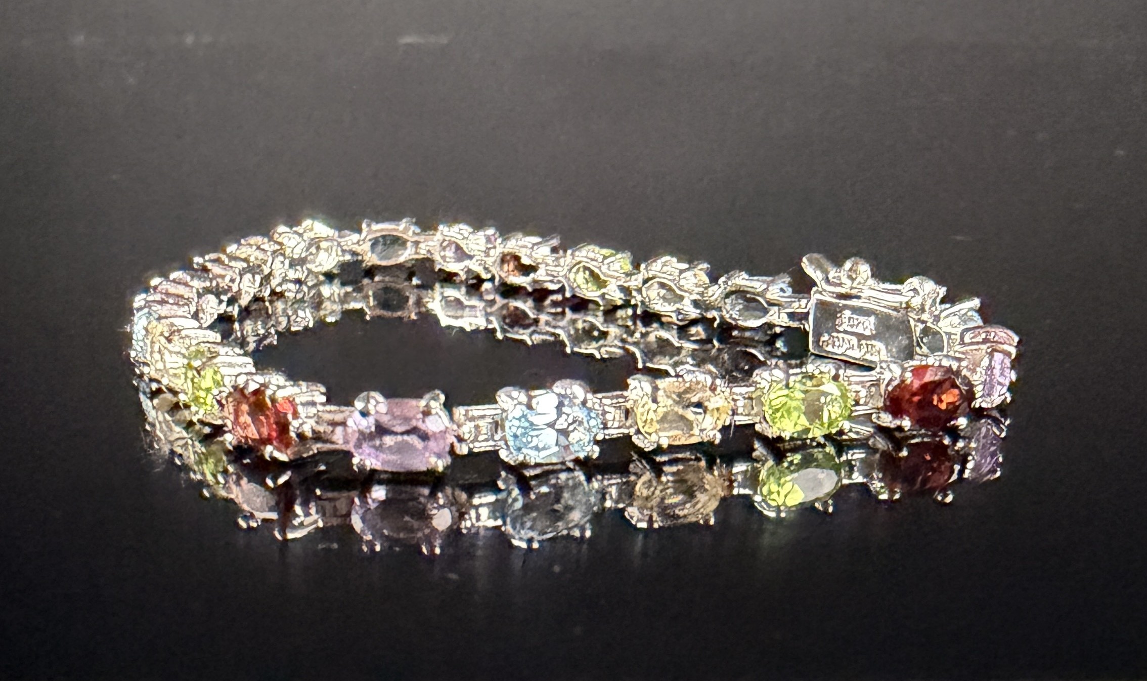 Sterling Silver Multi-Gemstone Tennis Bracelet