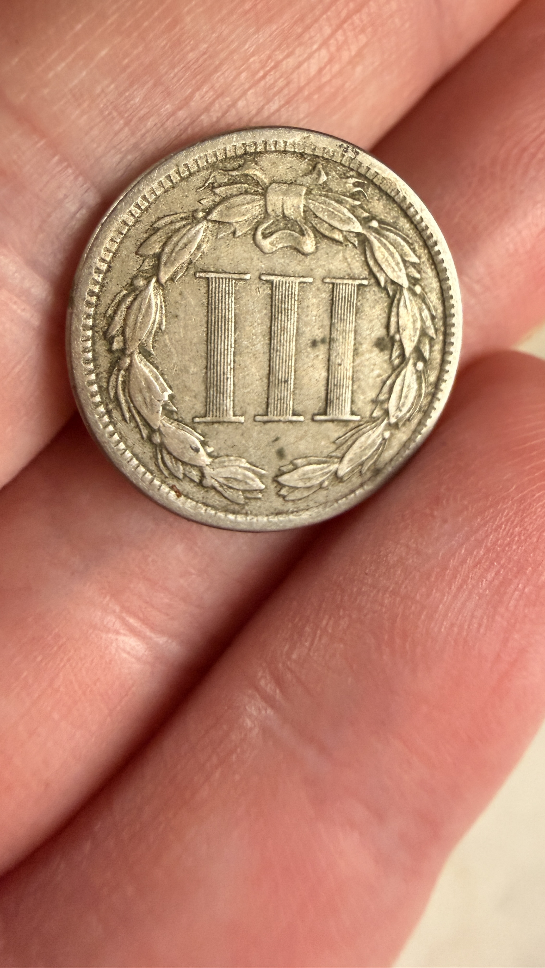 US 1868 Three-Cent Nickel Coin