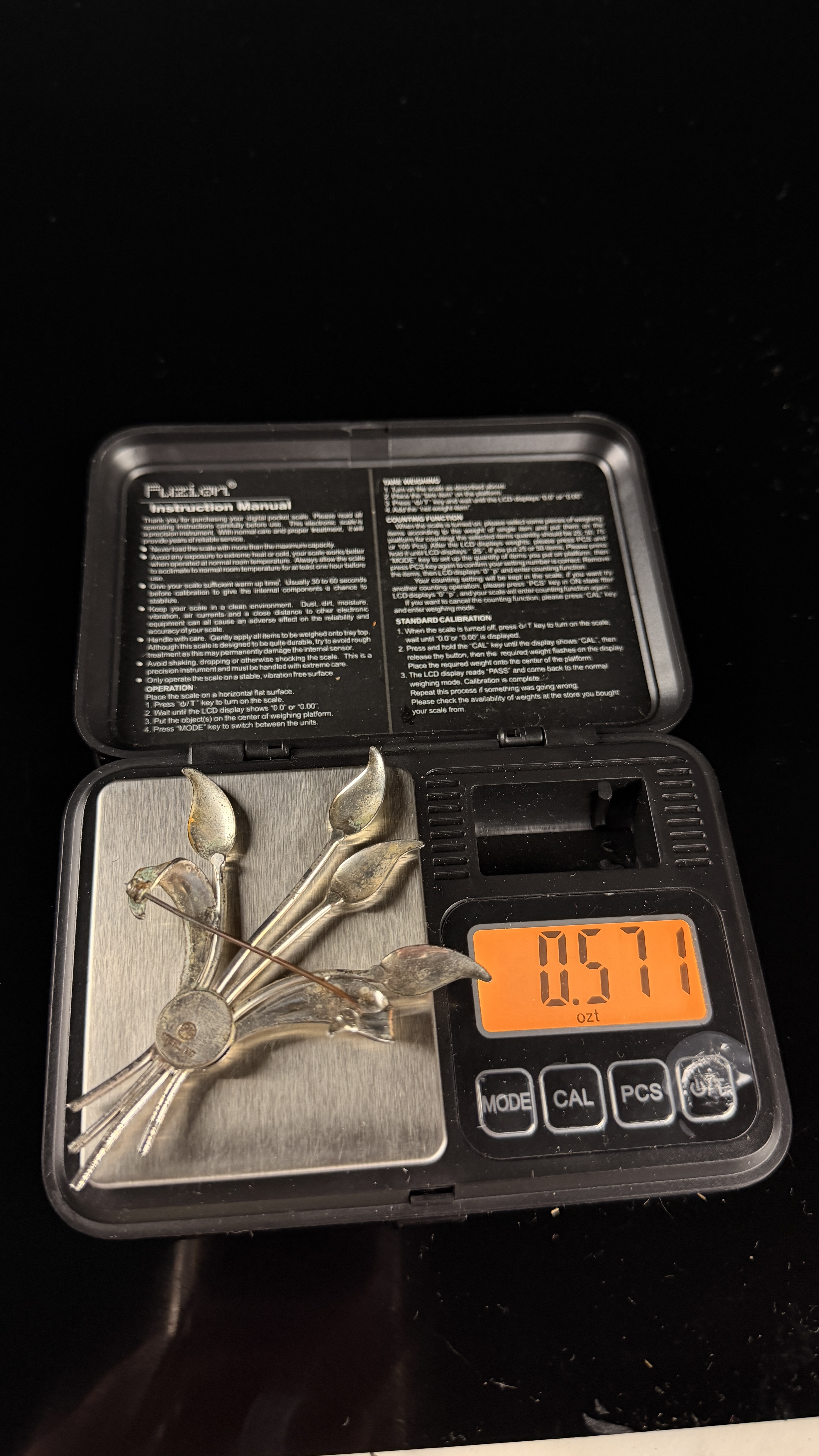 Mid-Century Sterling Silver Lily Bouquet Brooch