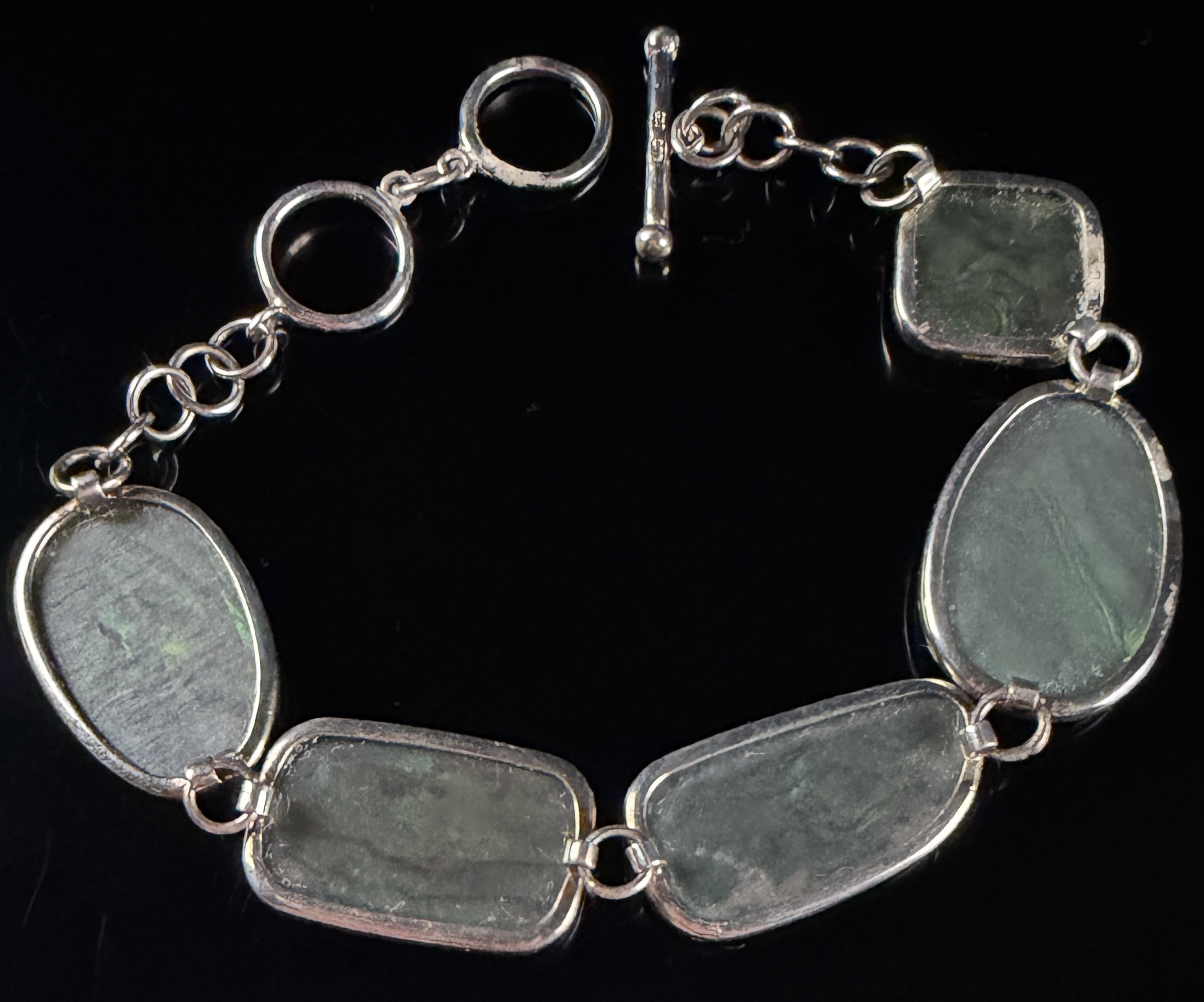 Lucas Lameth Sterling Silver and Abalone Shell Link Bracelet