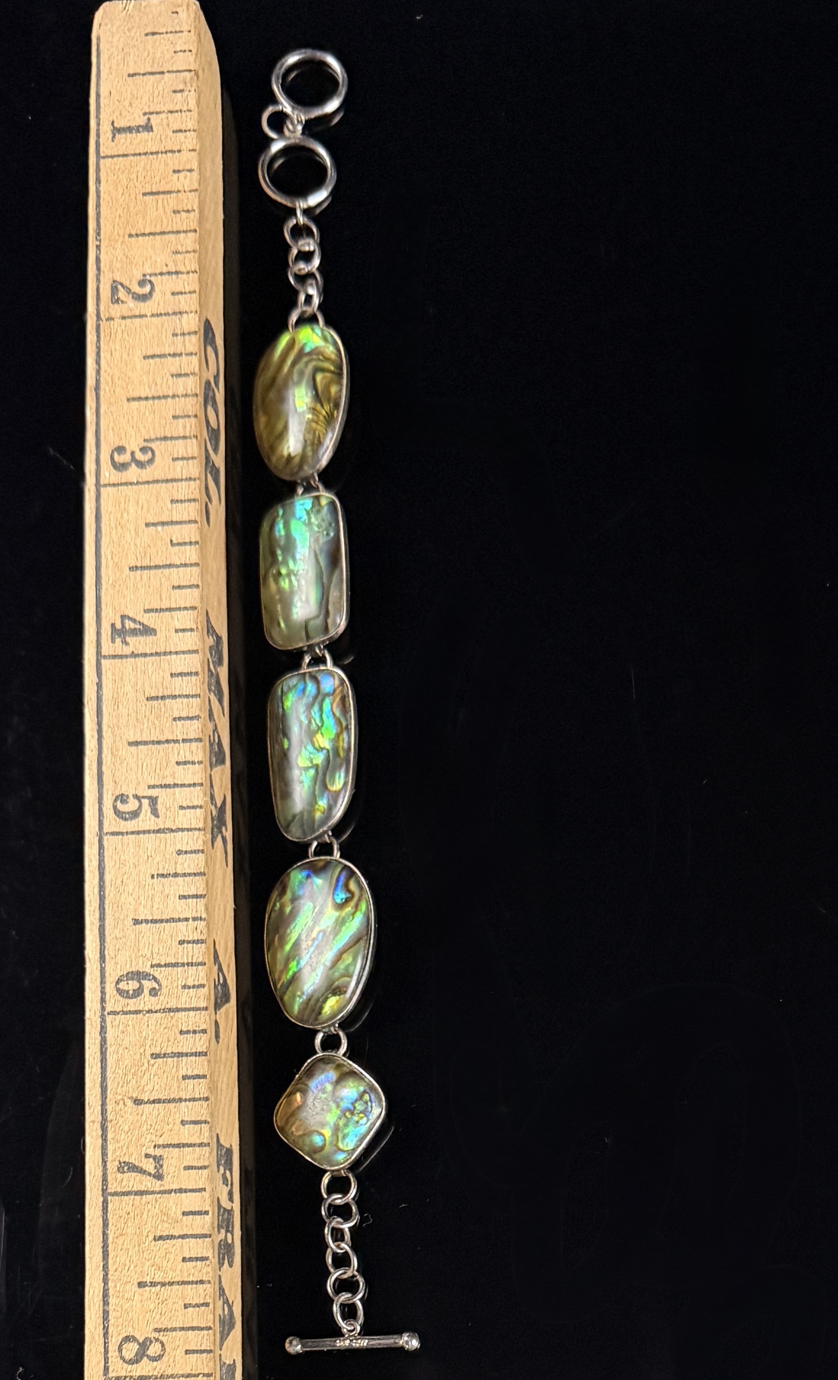 Lucas Lameth Sterling Silver and Abalone Shell Link Bracelet