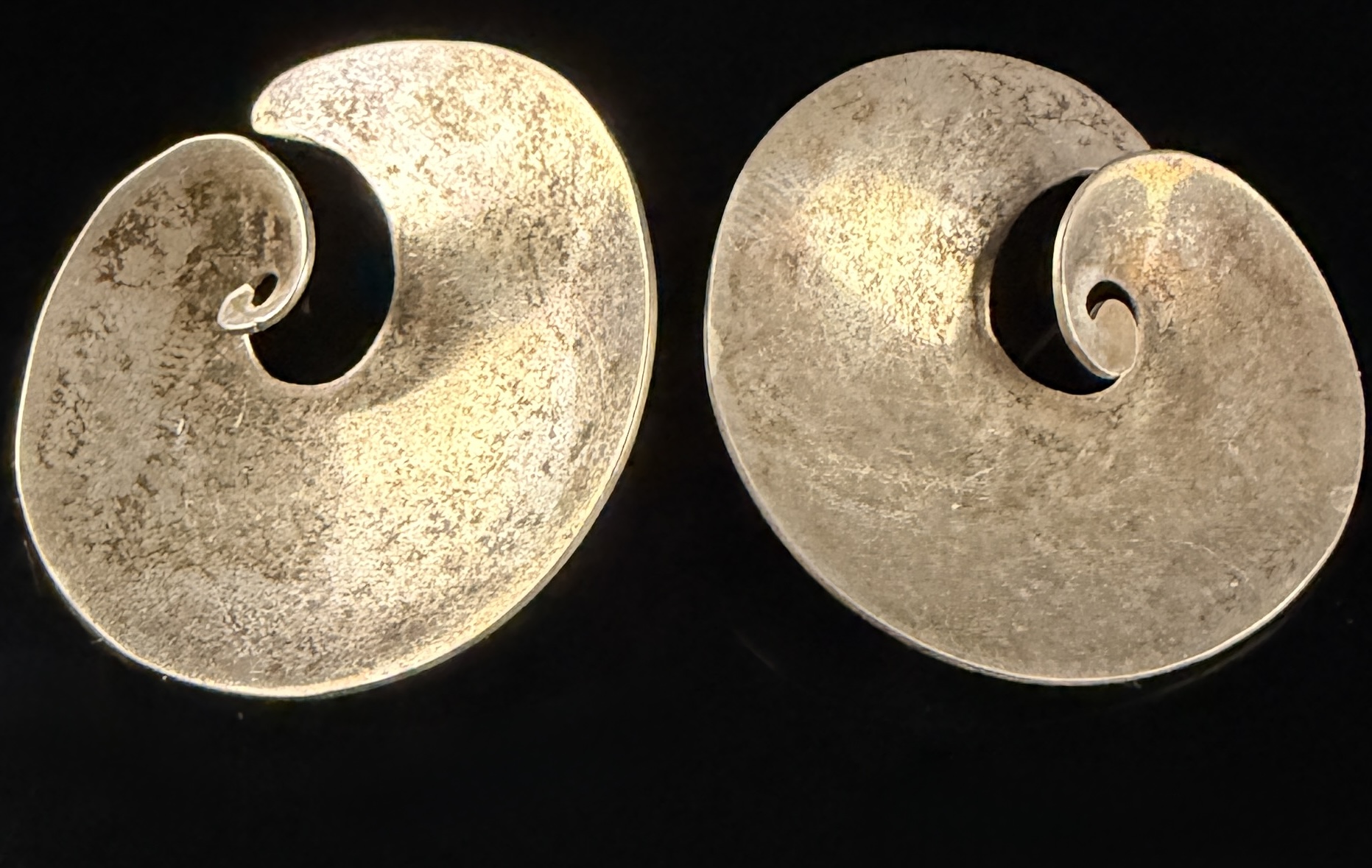A Pair of Mexican Modernist Sterling Silver Spiral Earrings