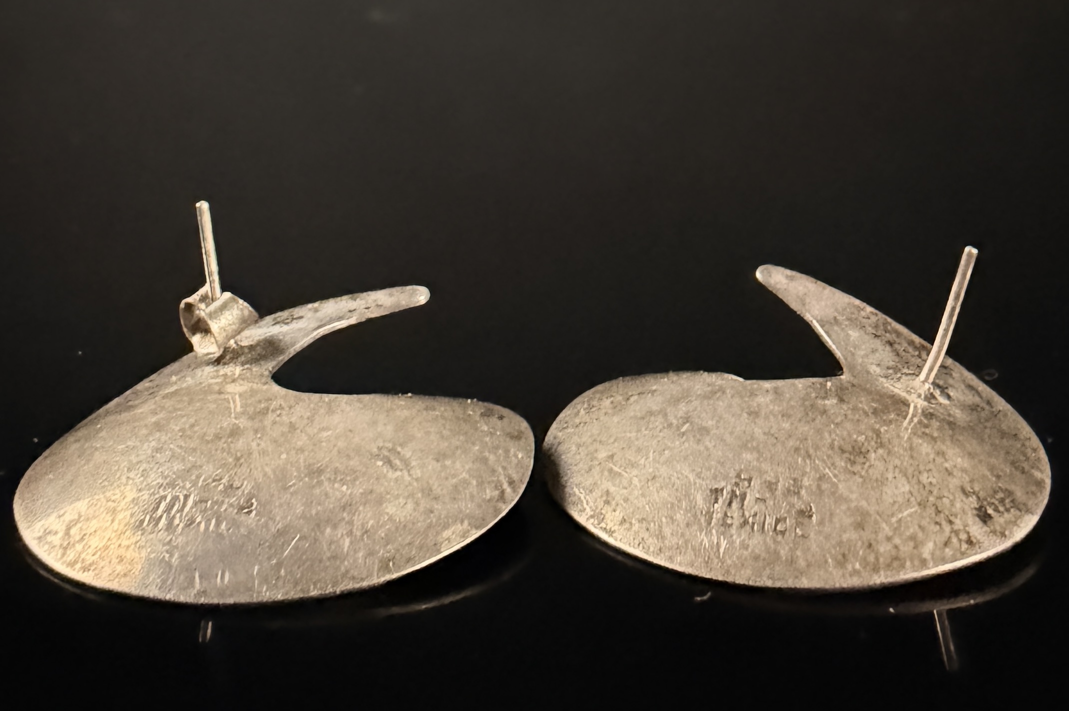 A Pair of Mexican Modernist Sterling Silver Spiral Earrings