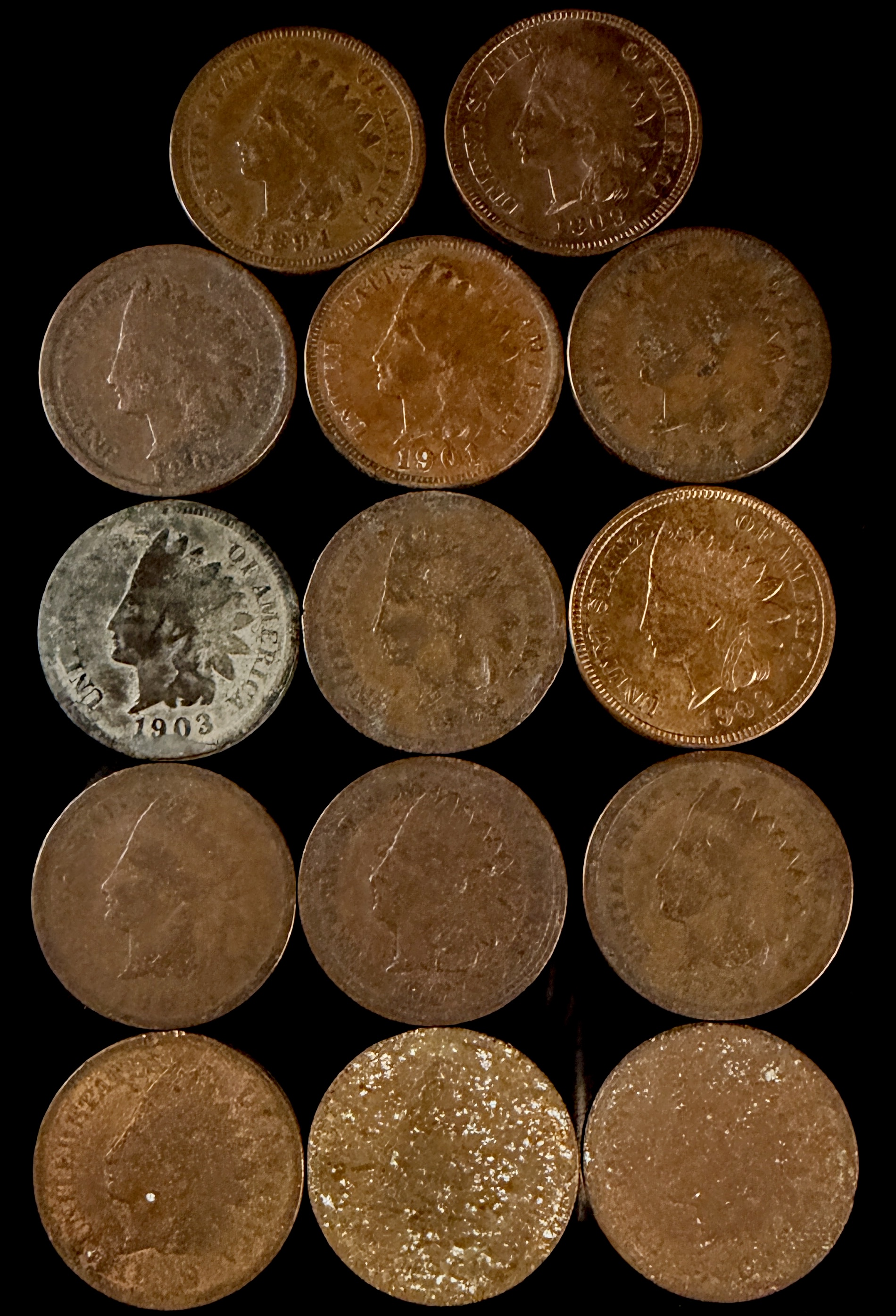 A Group of US Indian Head Cents