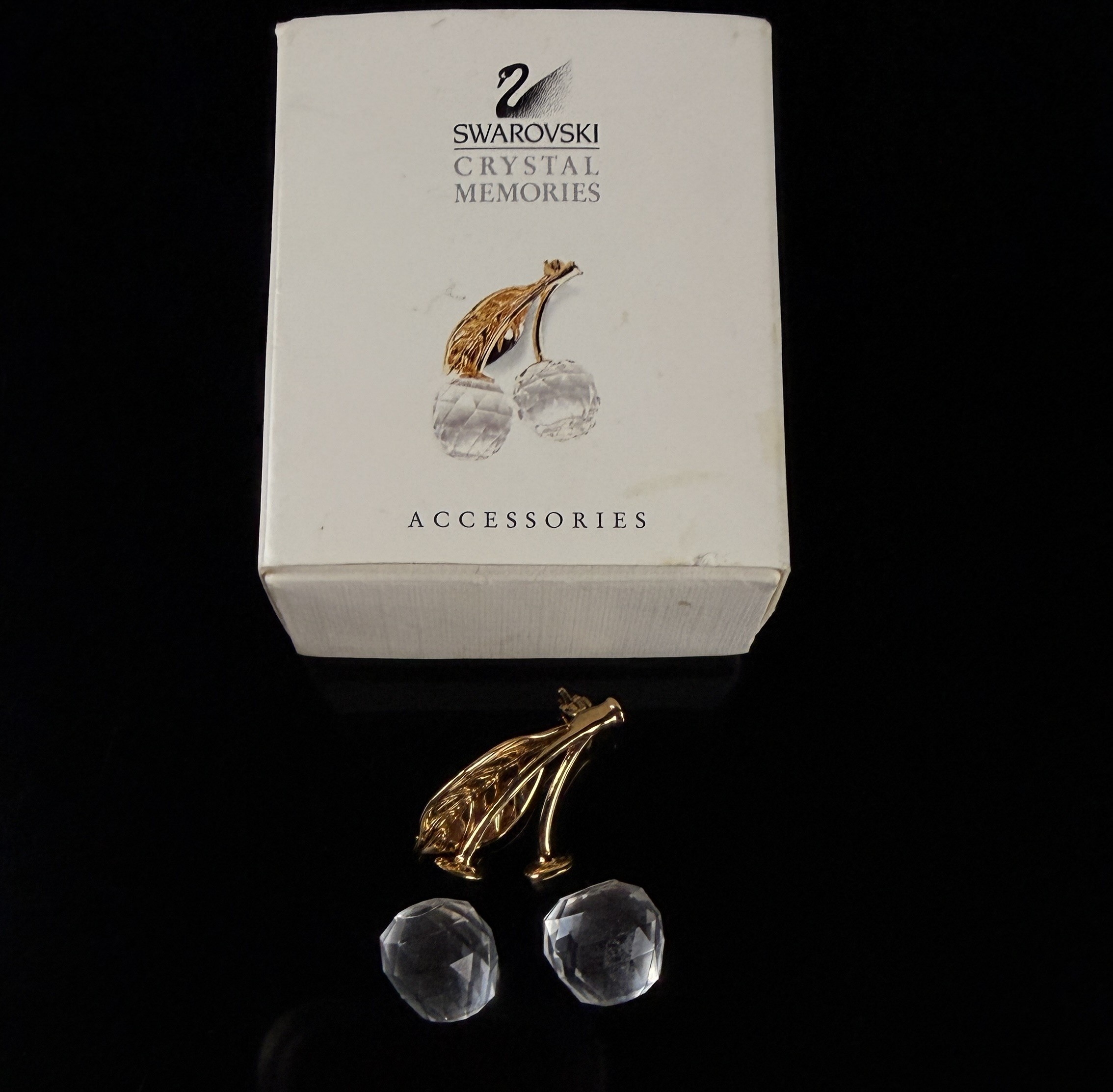 Swarovski Crystal Memories Cherries Brooch with Original Box