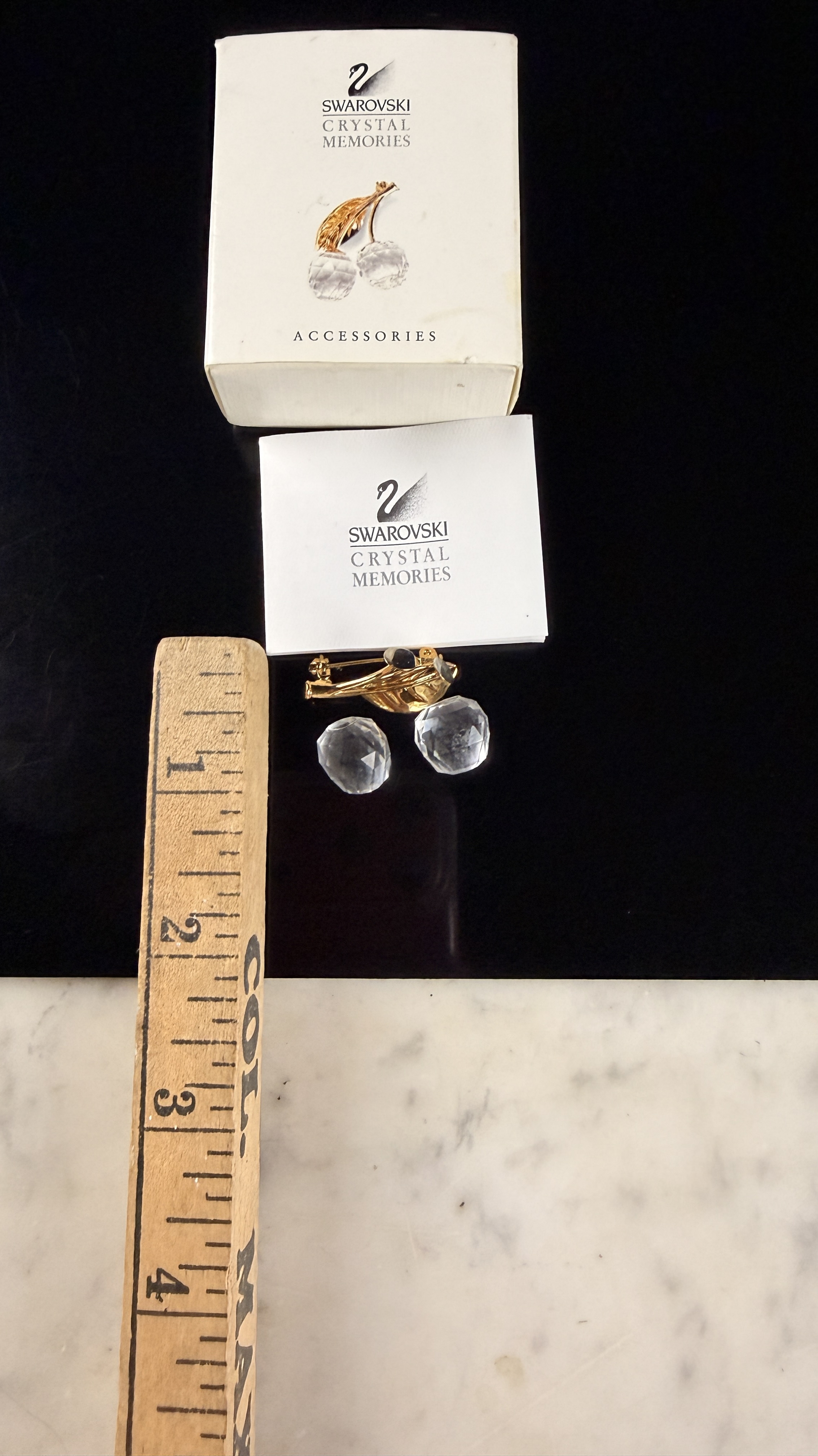 Swarovski Crystal Memories Cherries Brooch with Original Box