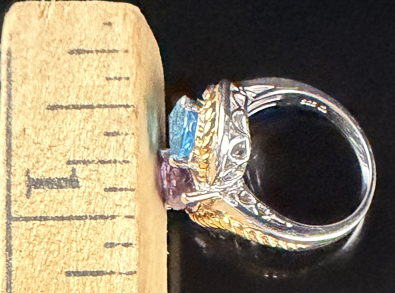 Victoria Wieck Sterling Silver and 14K Yellow Gold Two-Stone Bypass Ring