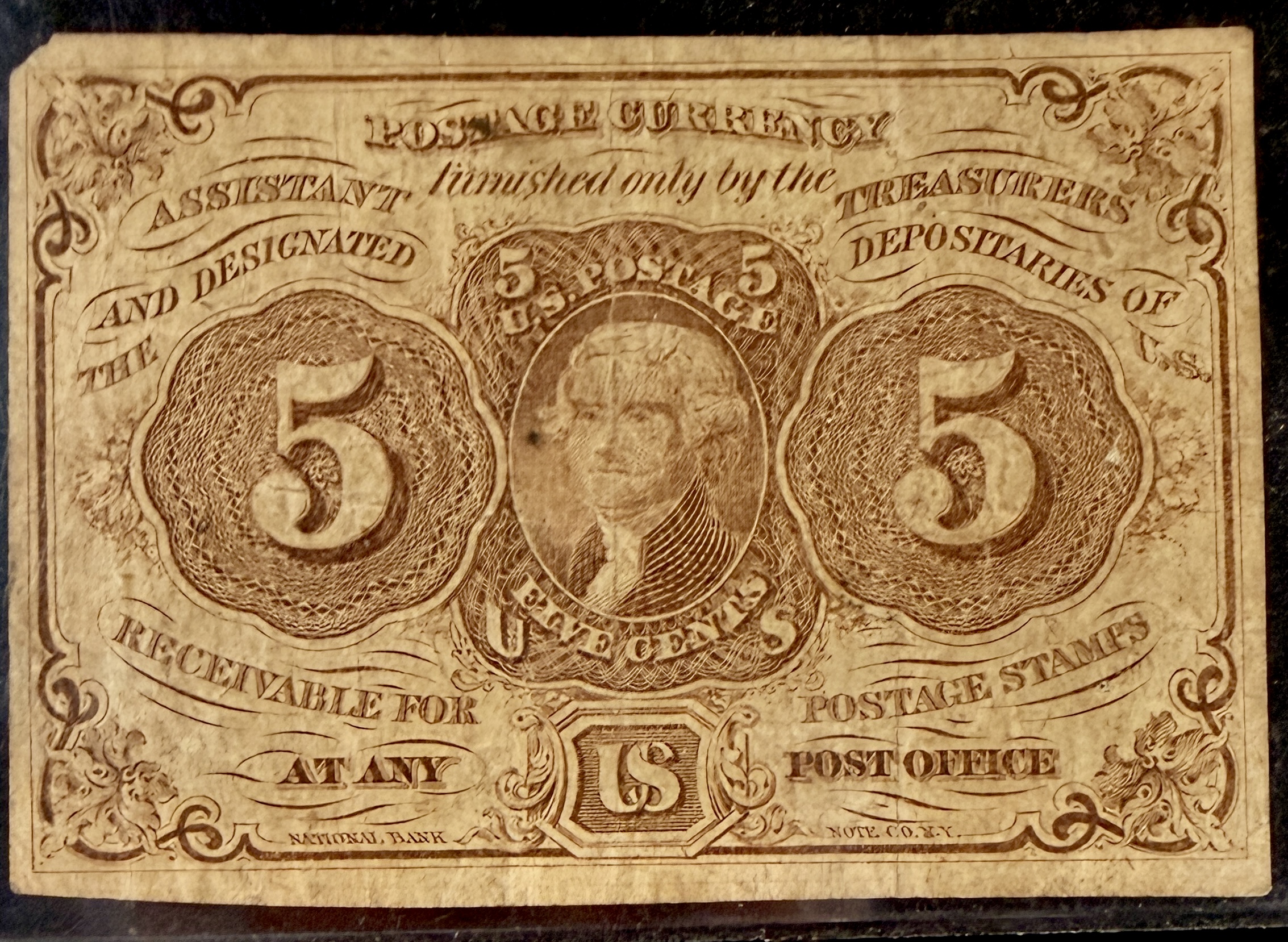 US 1862 5-Cent First Issue Postage Fractional Currency Note Fr 1230