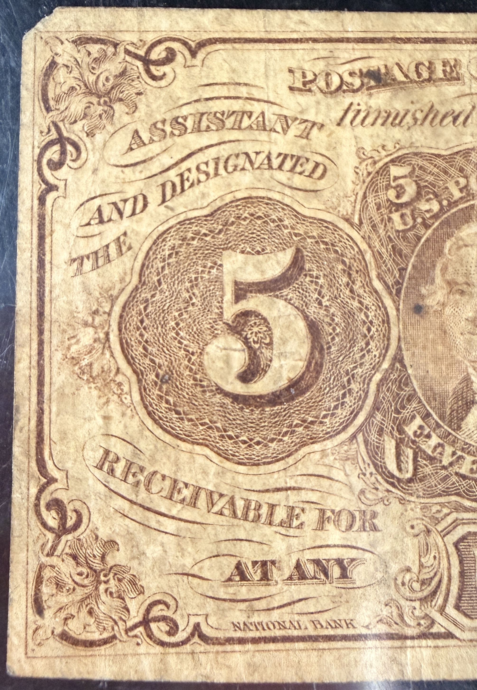 US 1862 5-Cent First Issue Postage Fractional Currency Note Fr 1230