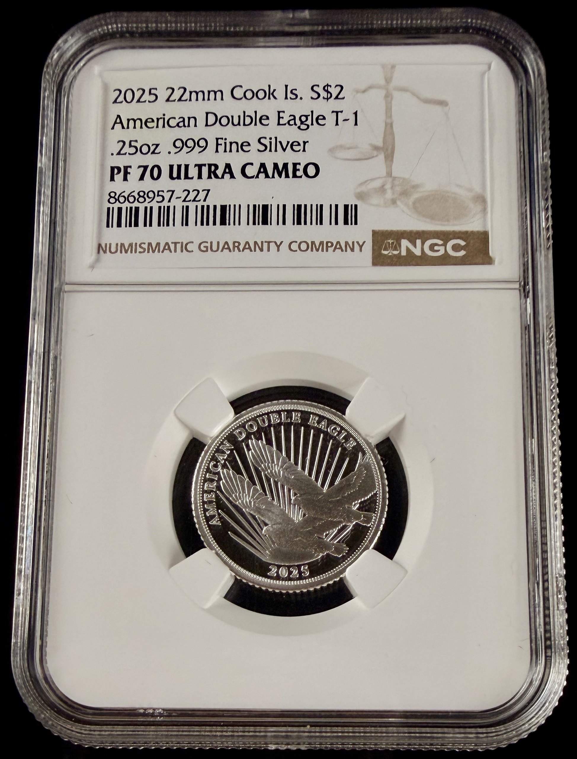 2025 Cook Islands $2 American Double Eagle 0.25 oz Silver NGC PF 70 Ultra Cameo