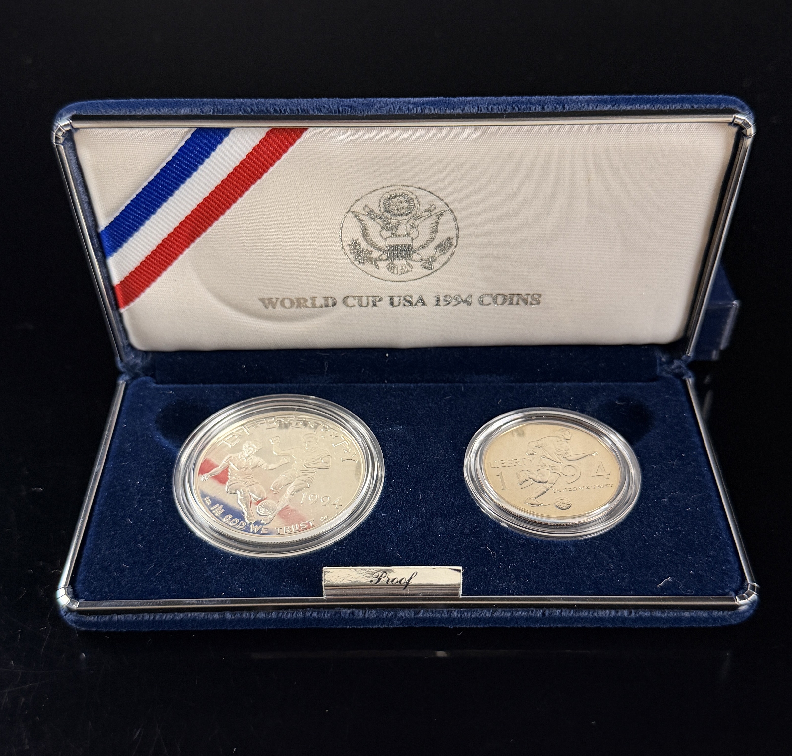 90% Silver Pair of 1994 US World Cup USA Commemorative Proof Coins