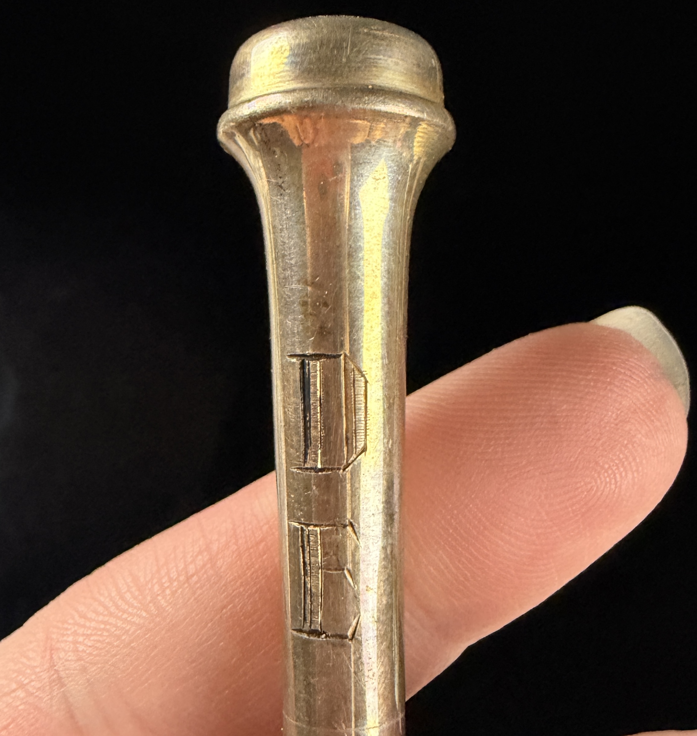 Silver Telescoping Cigarette Holder with Ejector Mechanism and Monogram DE