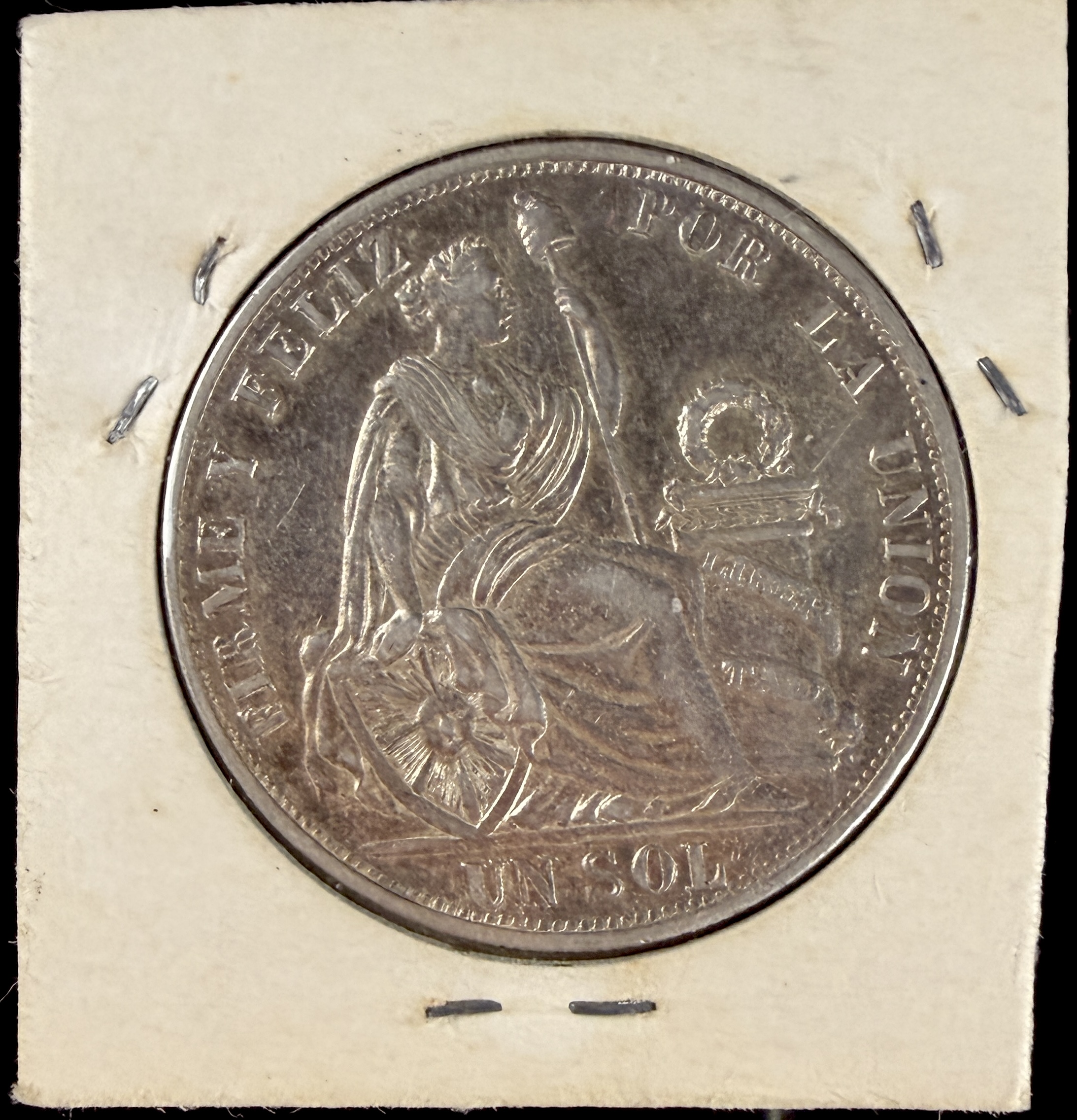 PE 1891 Lima 1 Sol Silver Coin KM 196.24