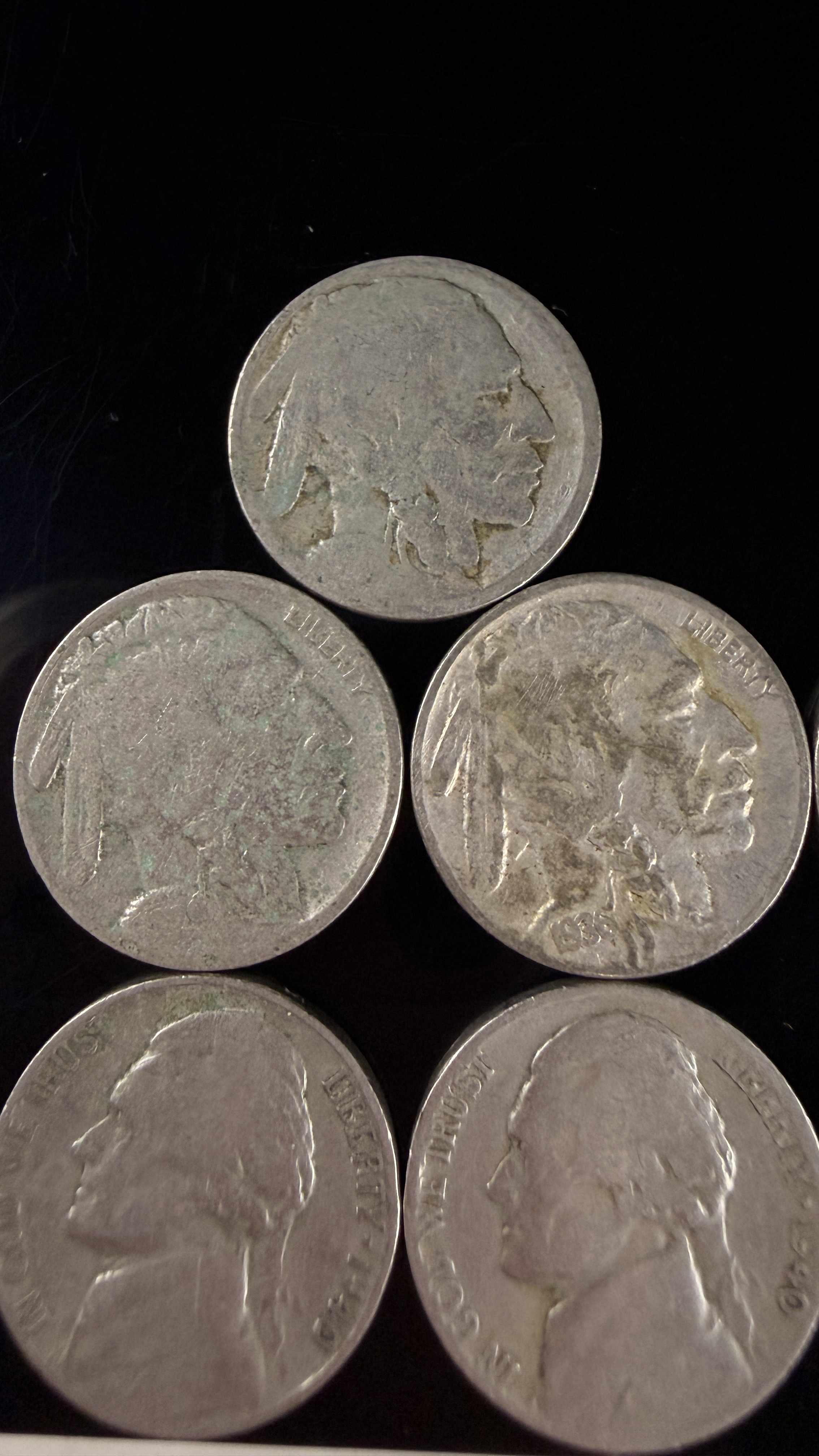 A Collection of US Buffalo and Jefferson Five-Cent Coins