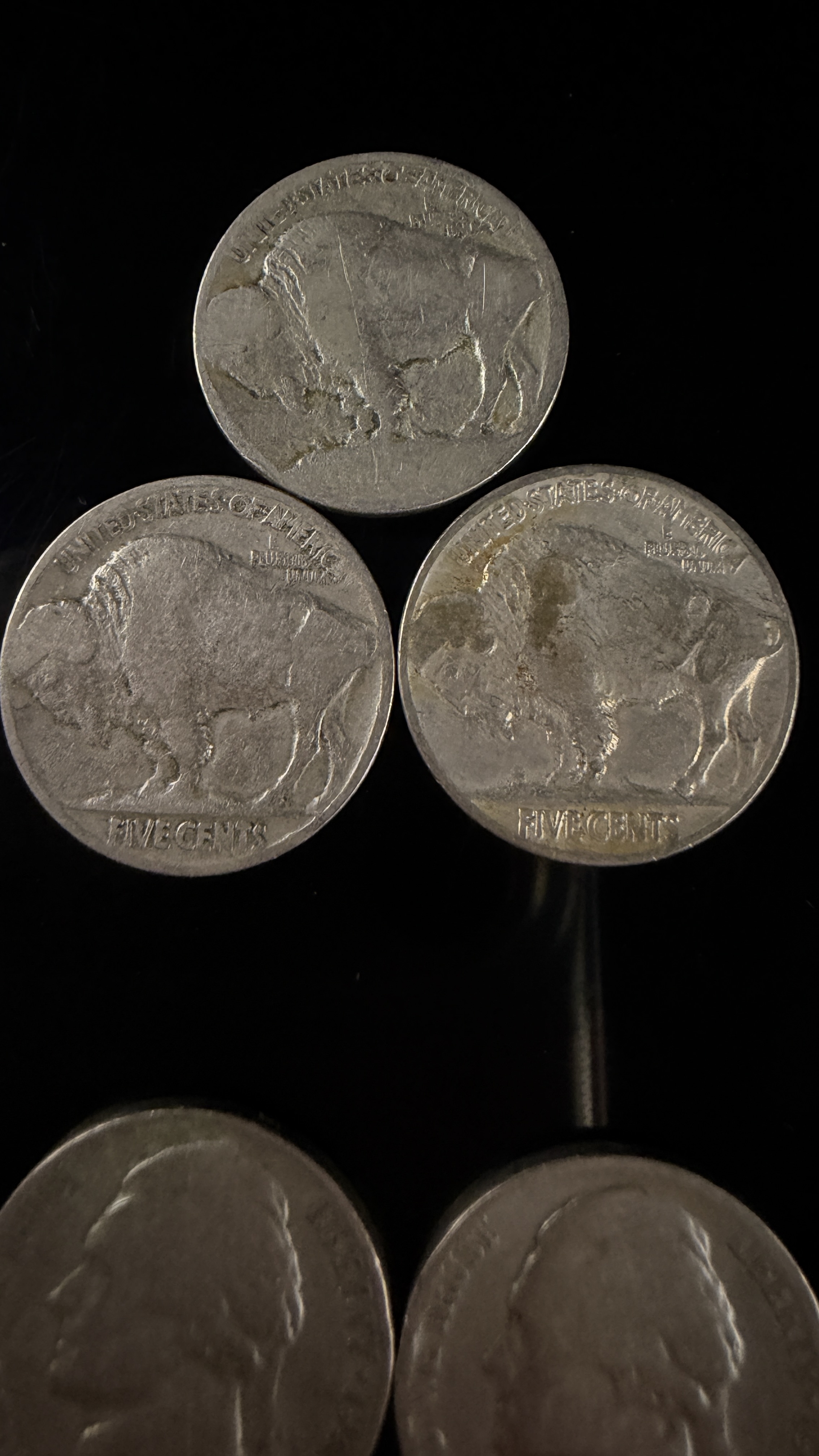 A Collection of US Buffalo and Jefferson Five-Cent Coins