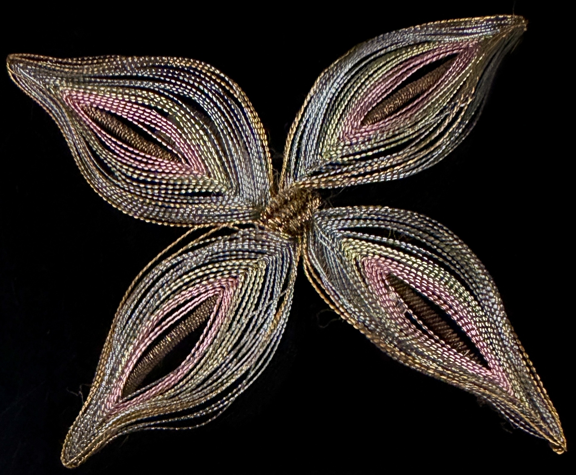 Vintage Large Multi-Tone Spun Wire Filigree Brooch with Original Packaging