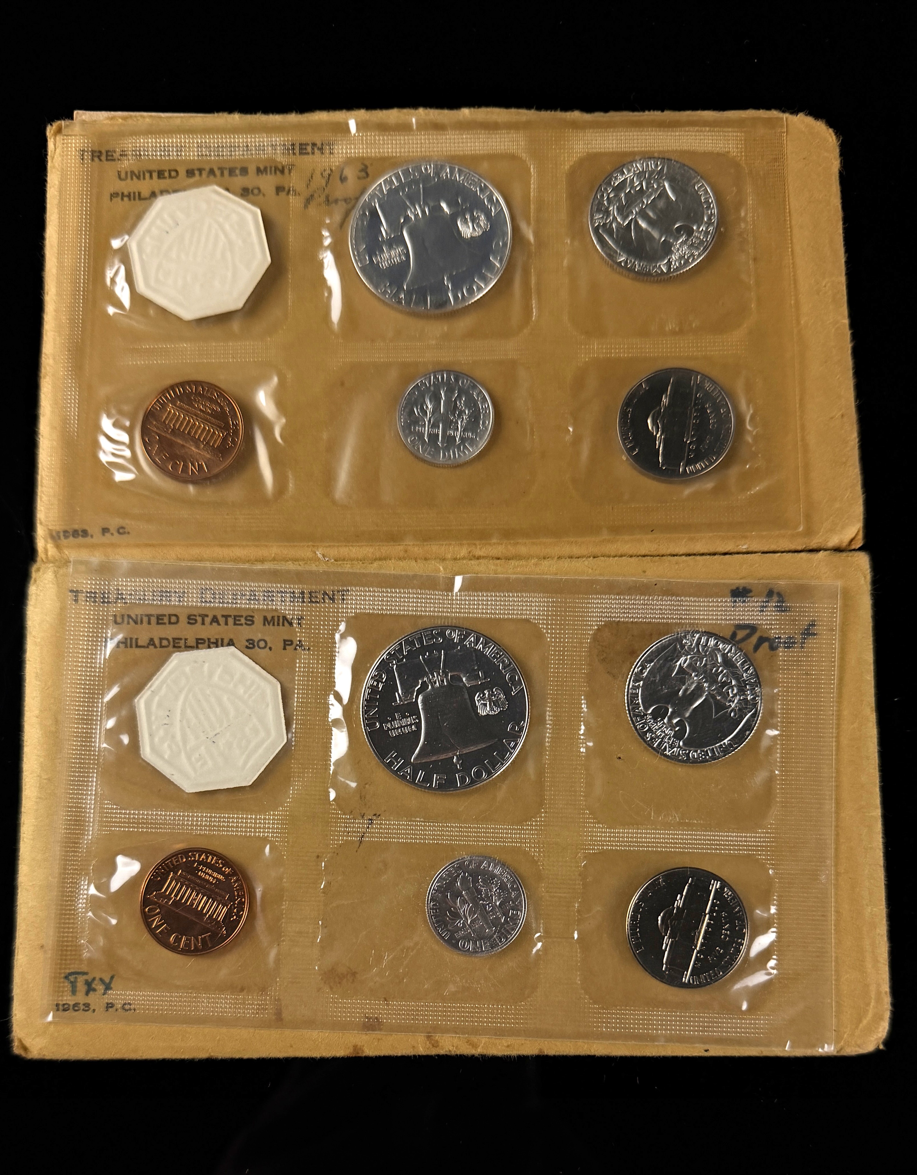 A Pair of 1963 US Proof Sets in Original Mint Packaging