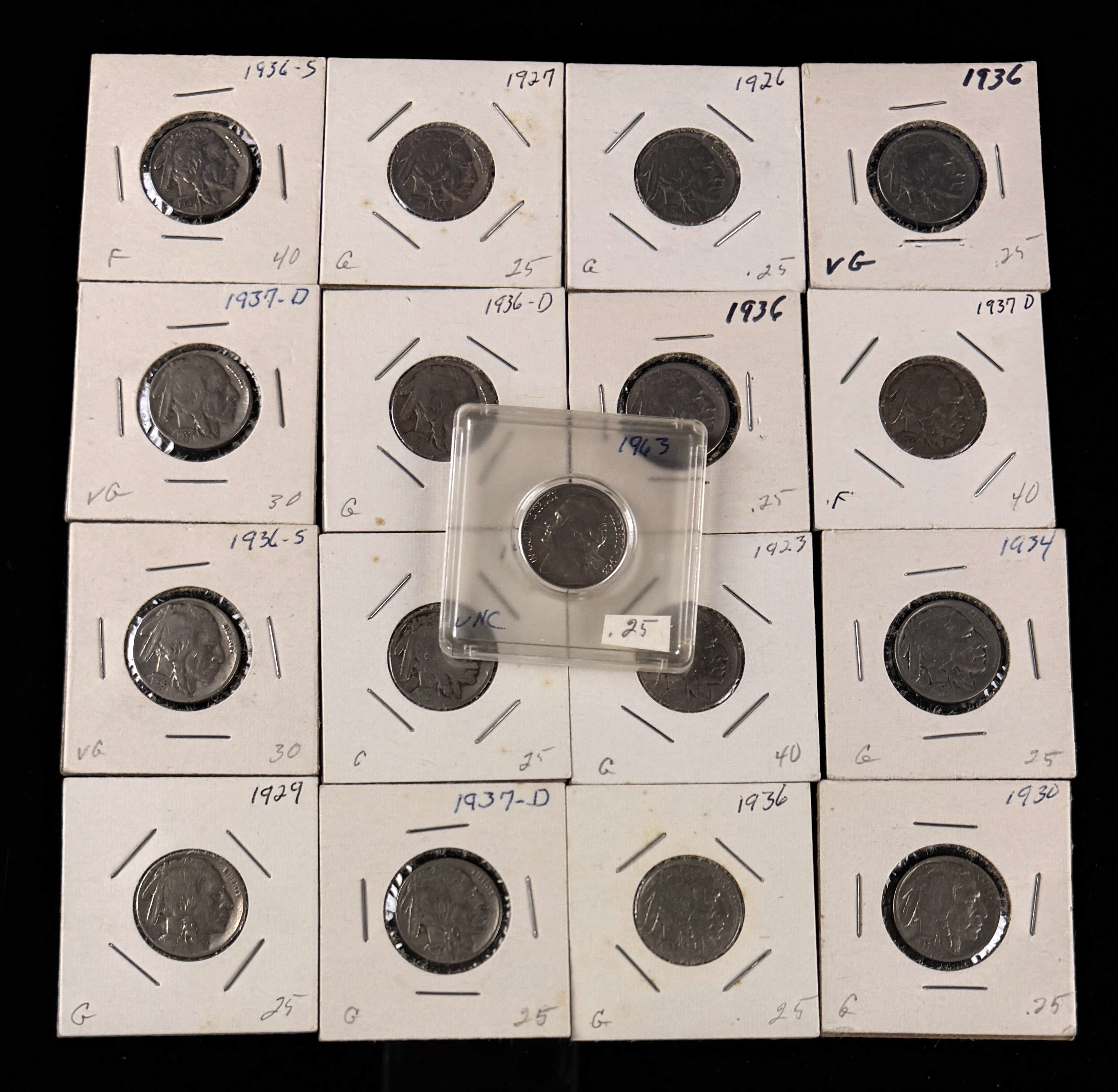 A Collection of US Buffalo and Jefferson Five-Cent Coins