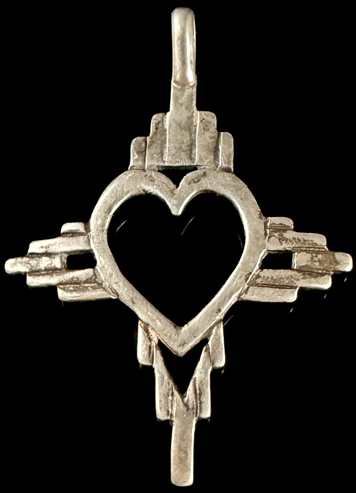Sterling Silver Zia Heart Sun Symbol New Mexico Pendant