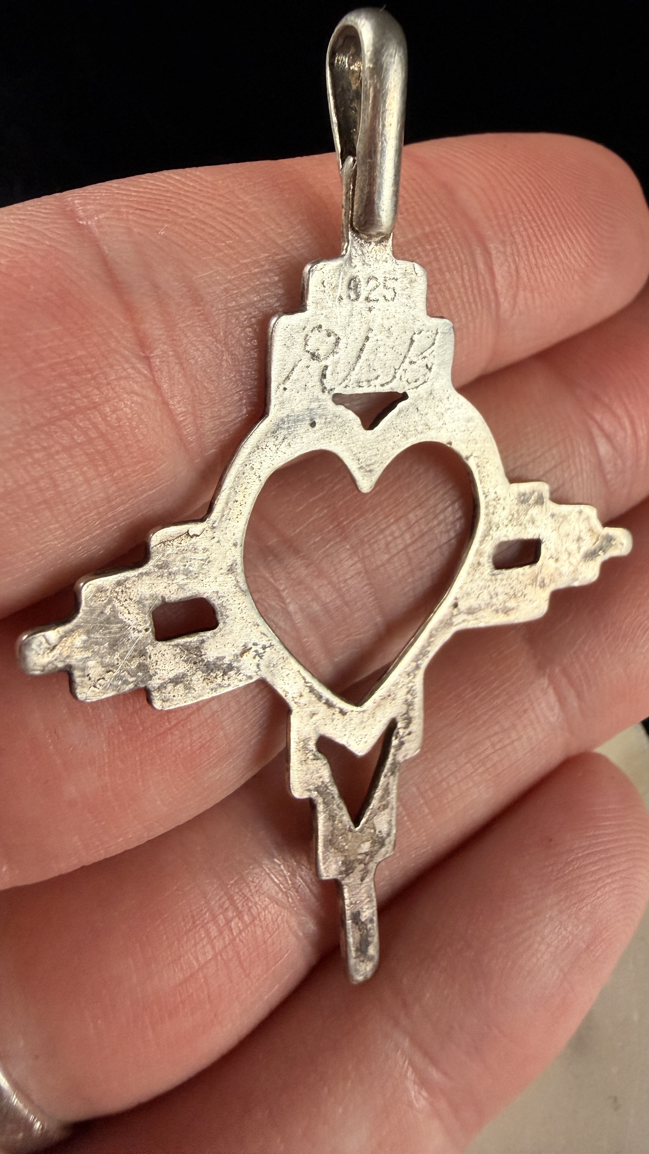 Sterling Silver Zia Heart Sun Symbol New Mexico Pendant
