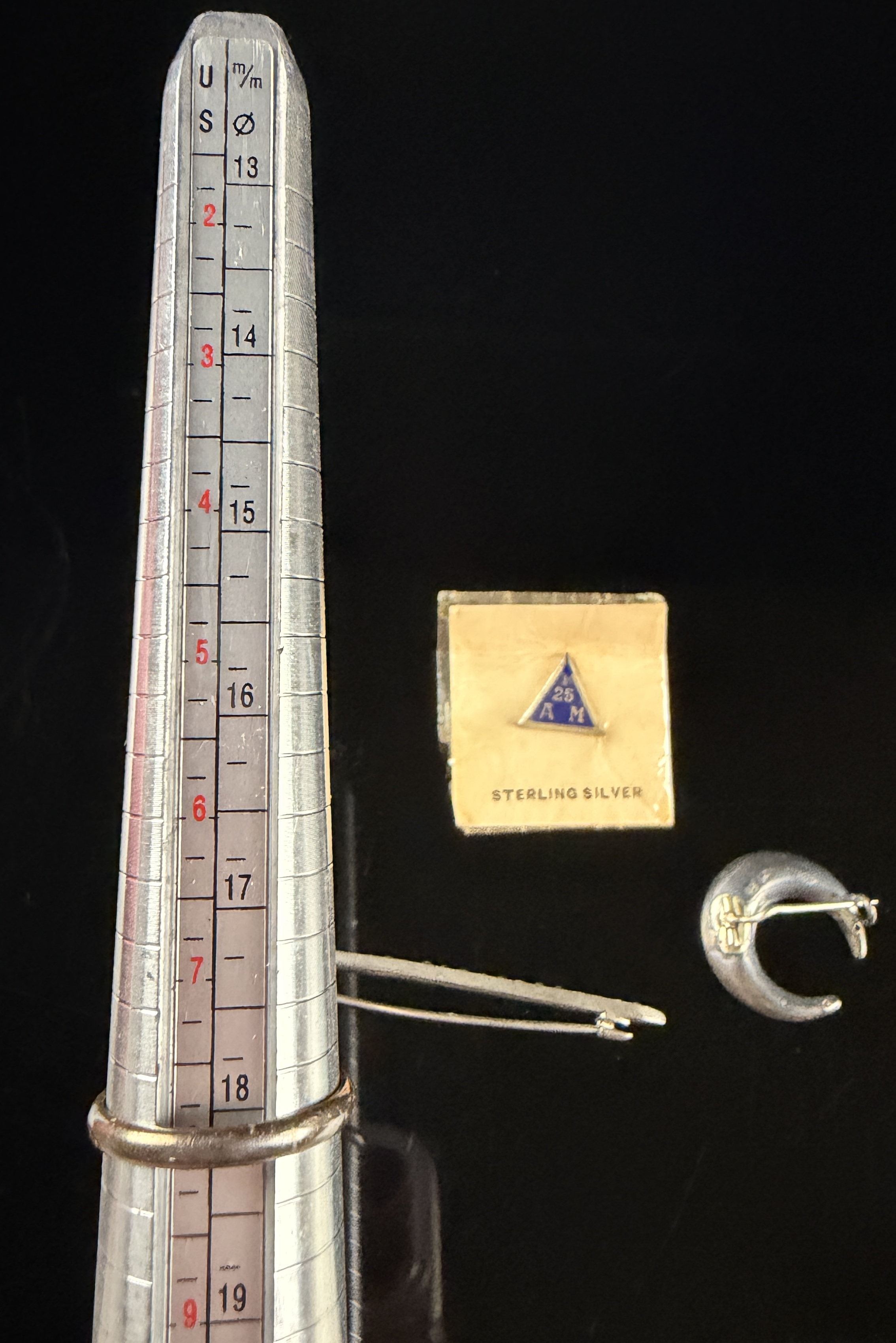 A Collection of Sterling Silver Jewelry including a Hallmarked Crescent Brooch and Uncas Ring