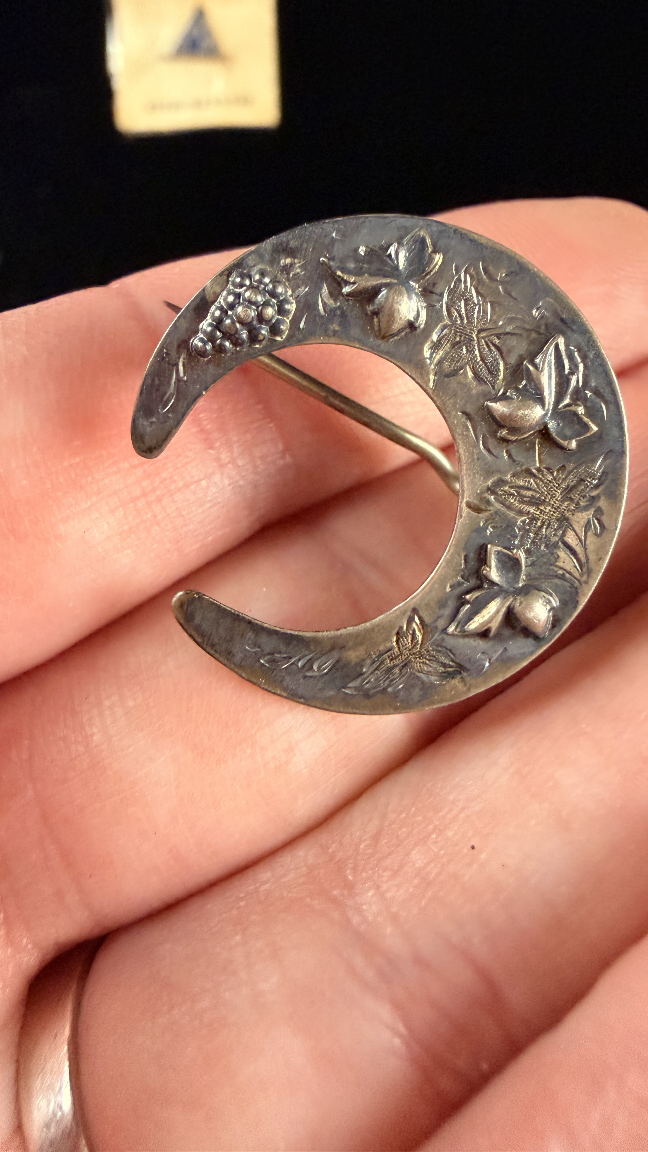 A Collection of Sterling Silver Jewelry including a Hallmarked Crescent Brooch and Uncas Ring