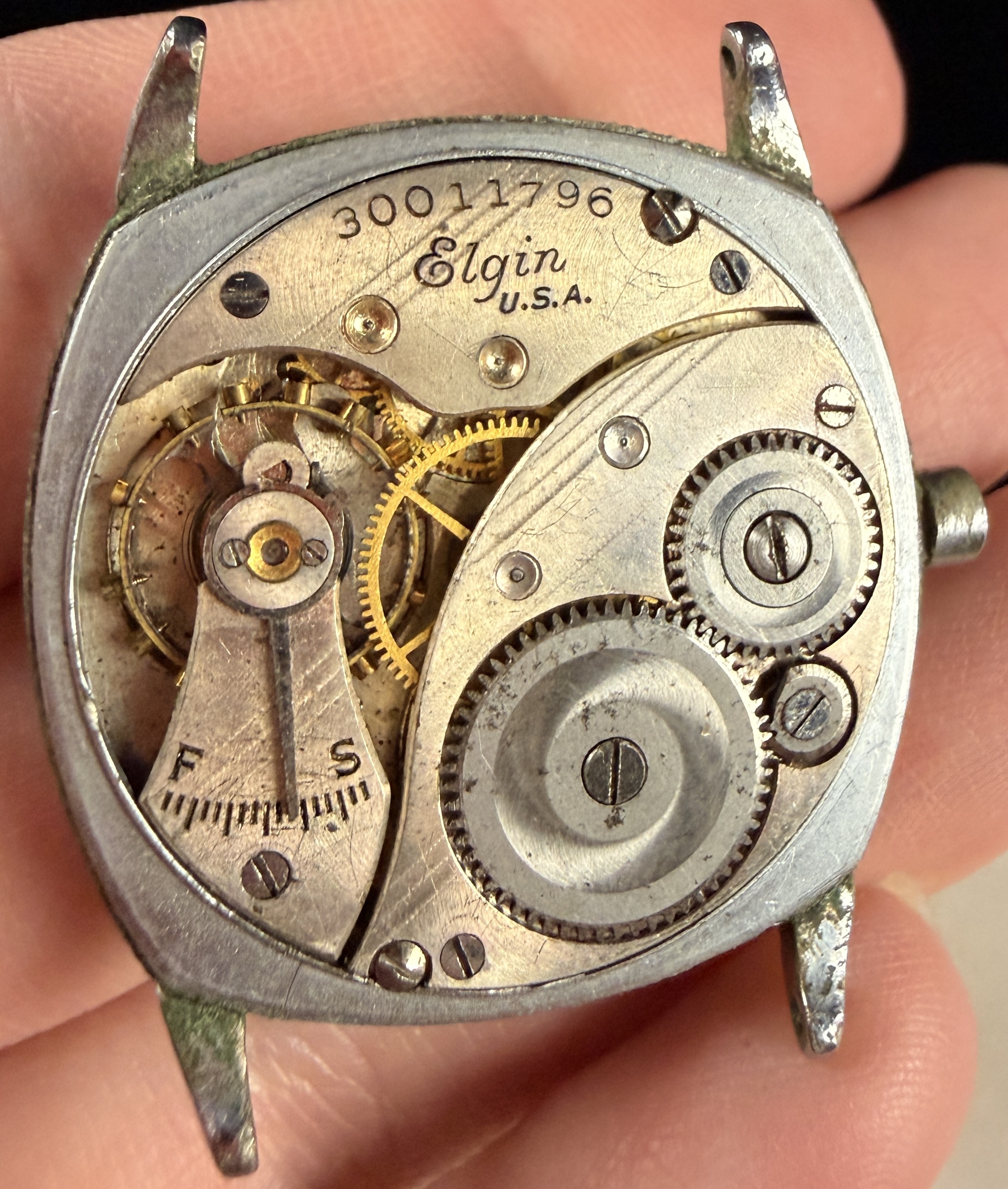 Vintage Elgin Cushion Case Manual Wind Wristwatch