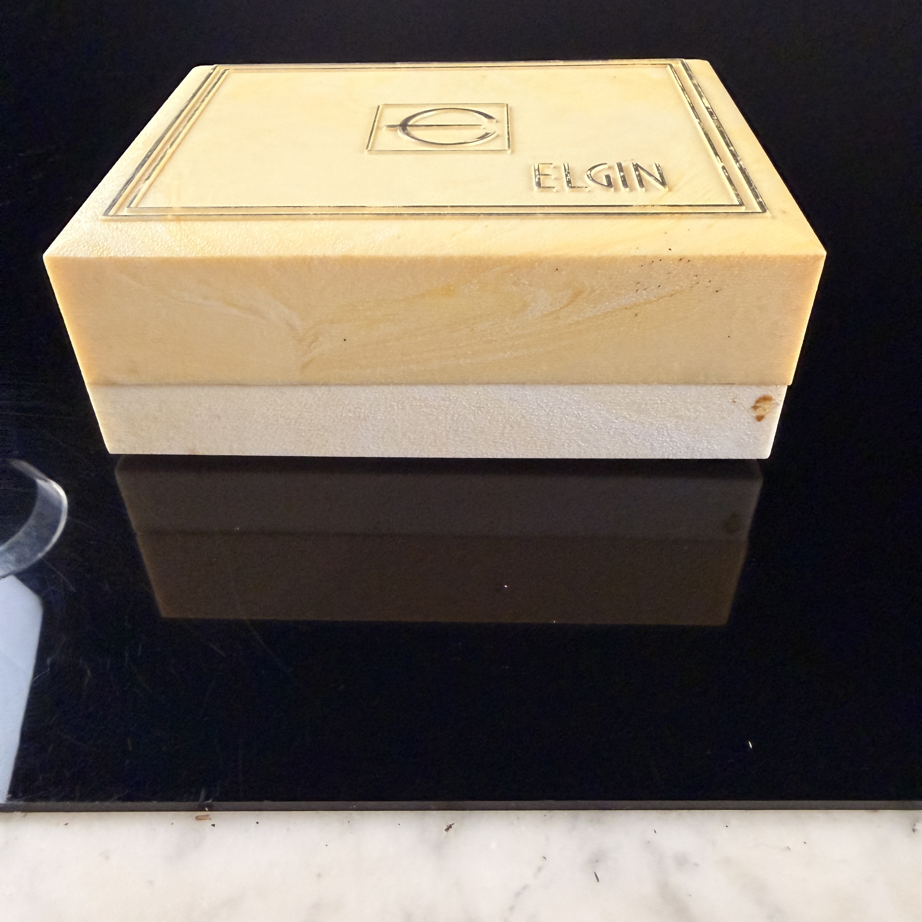 Vintage Elgin Marbled Plastic Watch Presentation Box