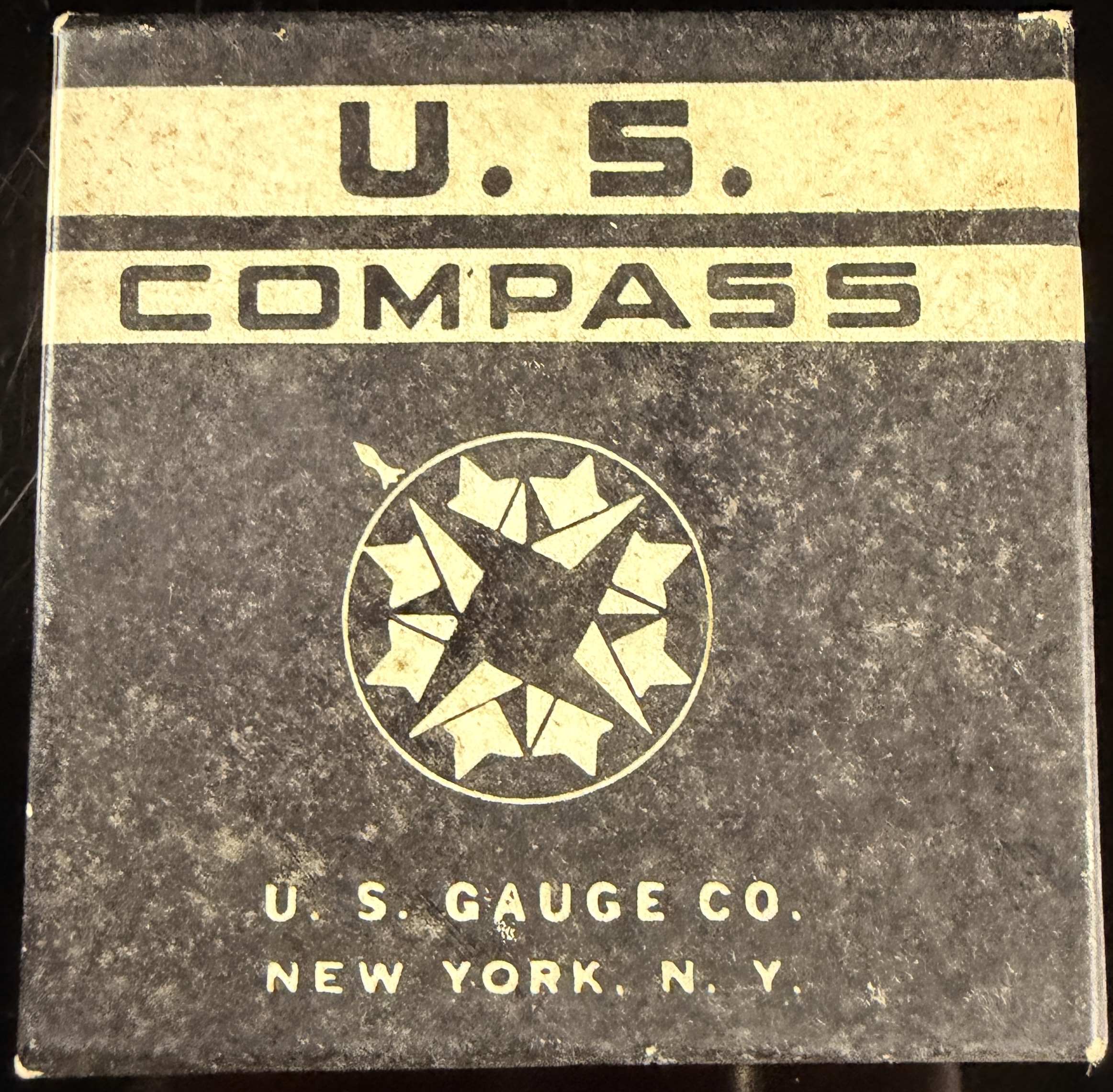 WWII US Gauge Co Pocket Compass with Original Box