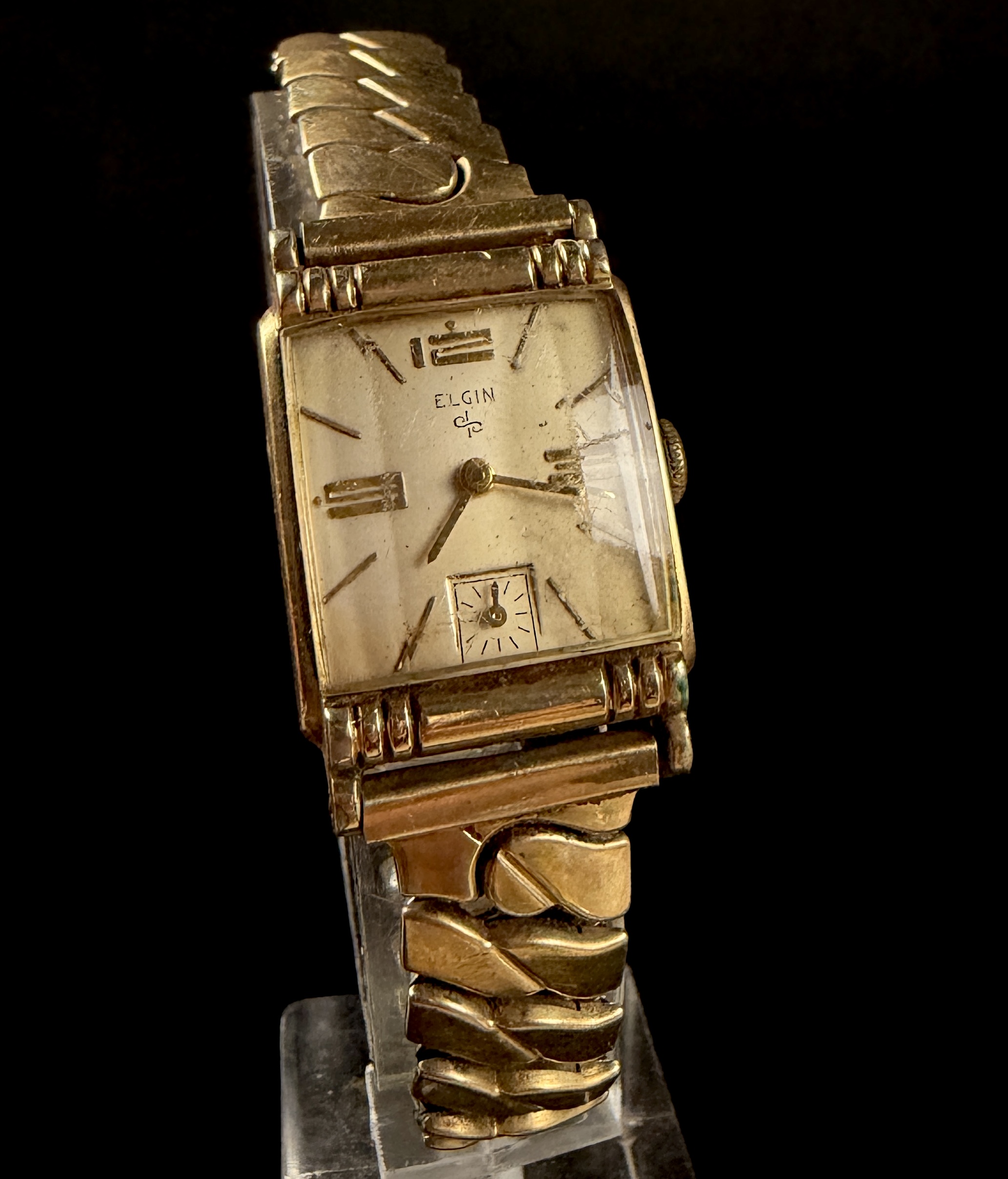 Elgin DuraPower 10K RGP Rectangular Men's Wristwatch Does Not Run
