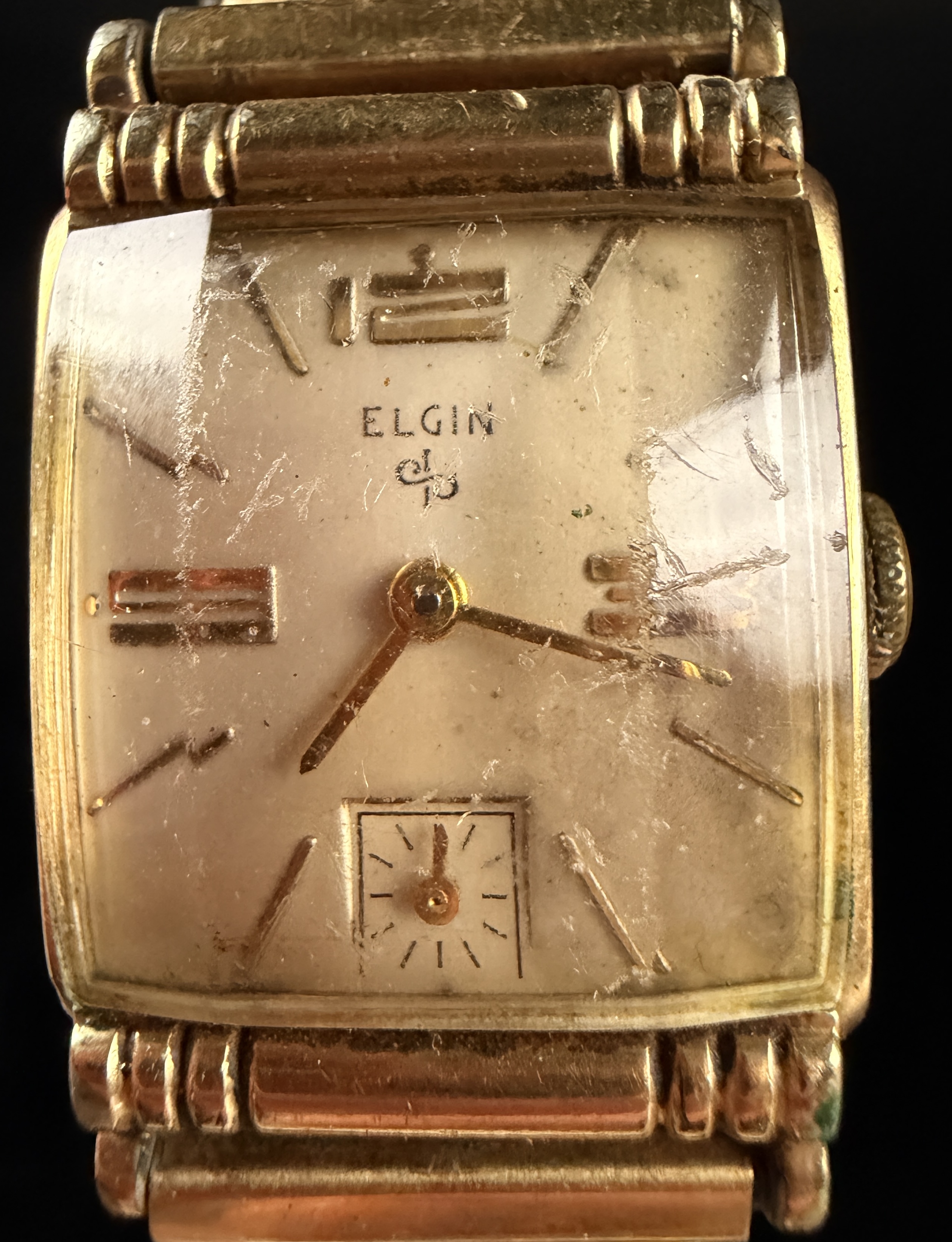 Elgin DuraPower 10K RGP Rectangular Men's Wristwatch Does Not Run