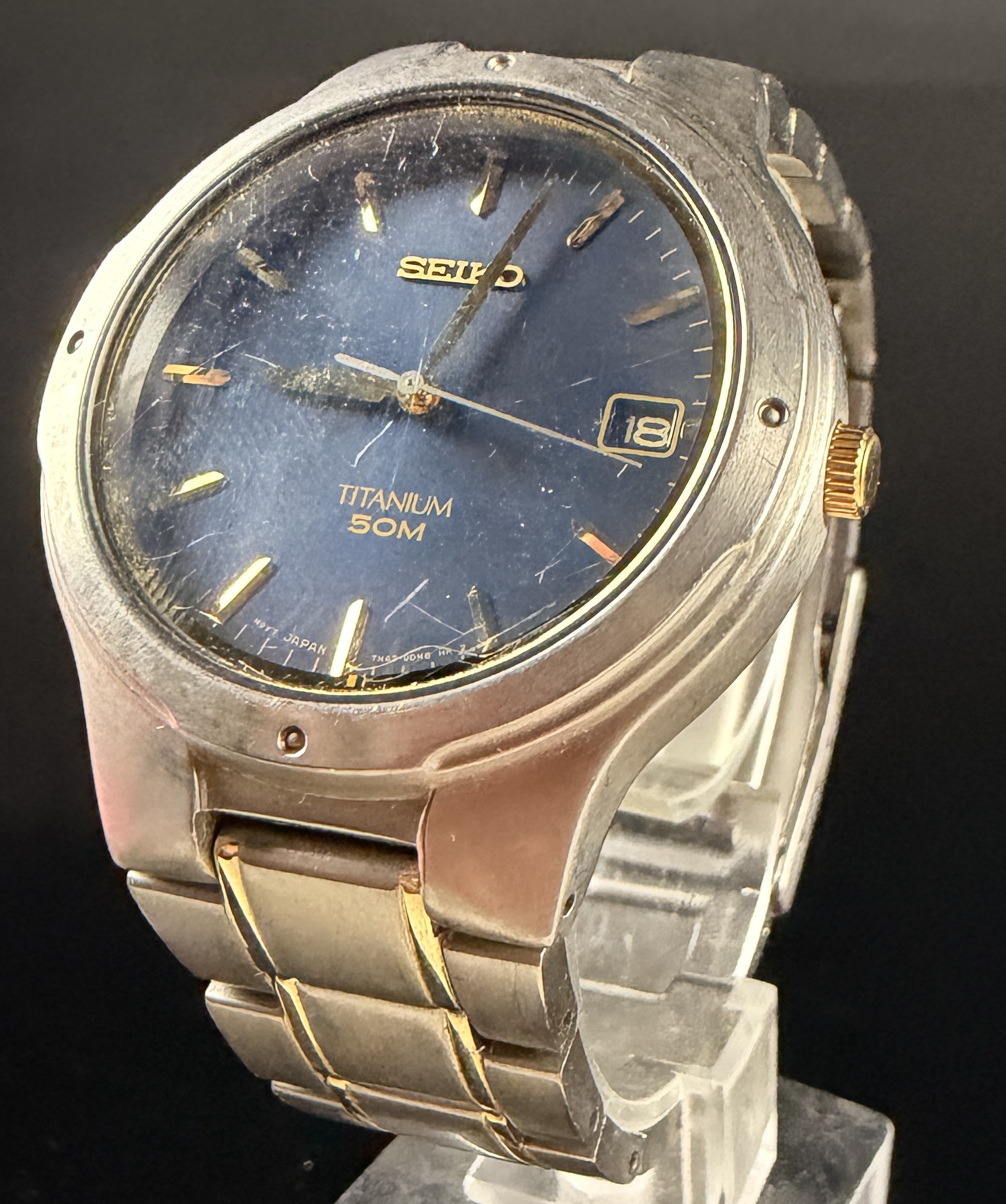 Seiko Titanium 50M Quartz Date Wristwatch, Reference 7N42-0BX0