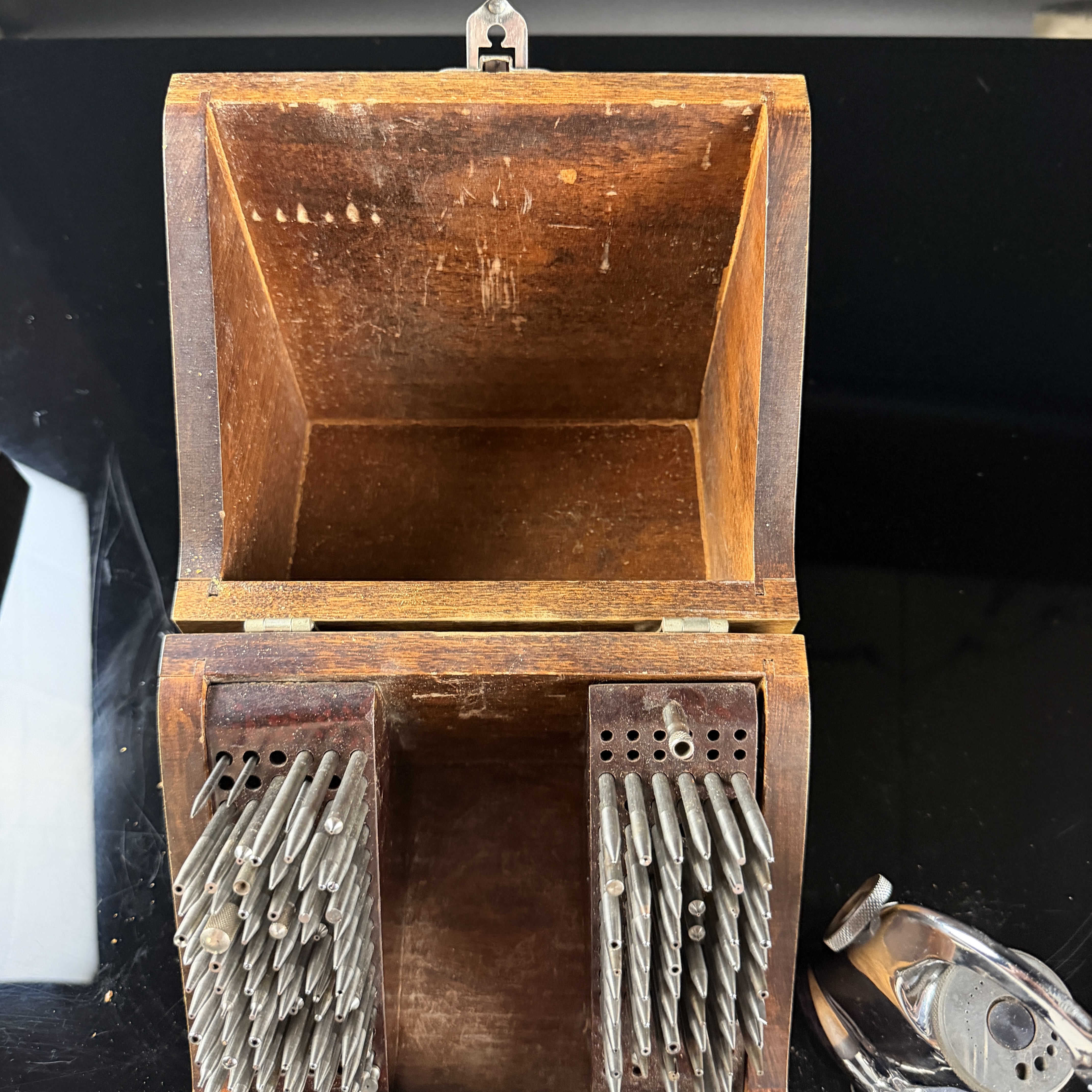 A C. & E. Marshall Co. Vintage Watchmaker Staking Tool Set in Wooden Case