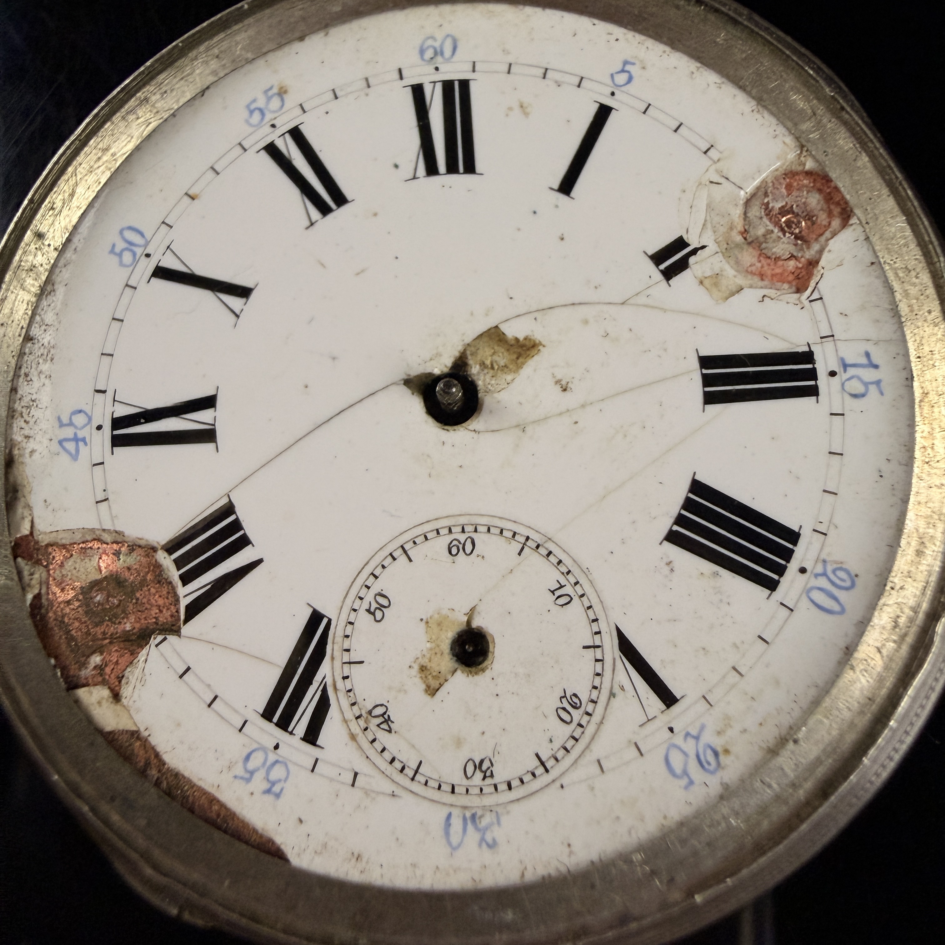 Antique Swiss Open Face Silver Pocket Watch