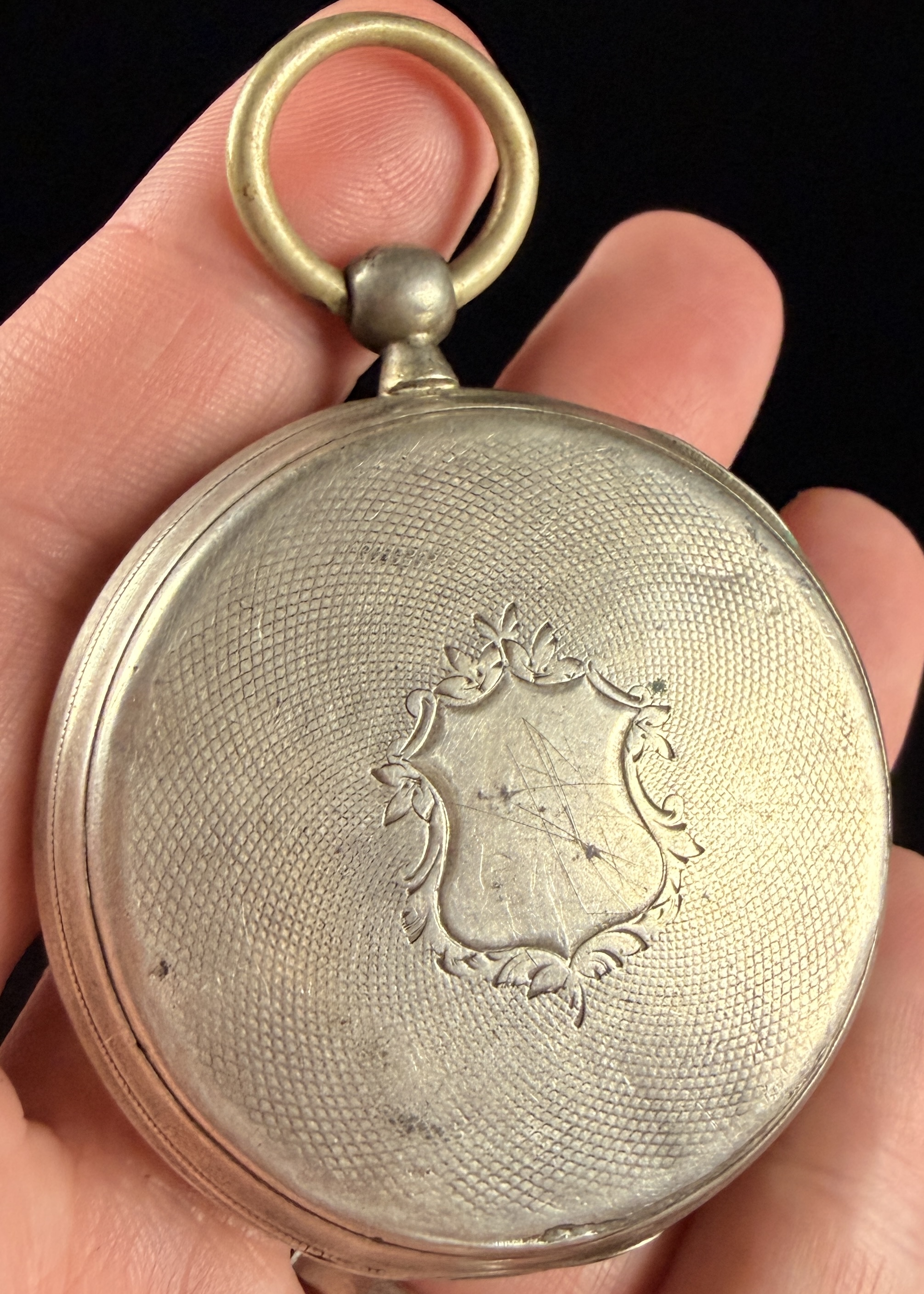 Antique Swiss Open Face Silver Pocket Watch