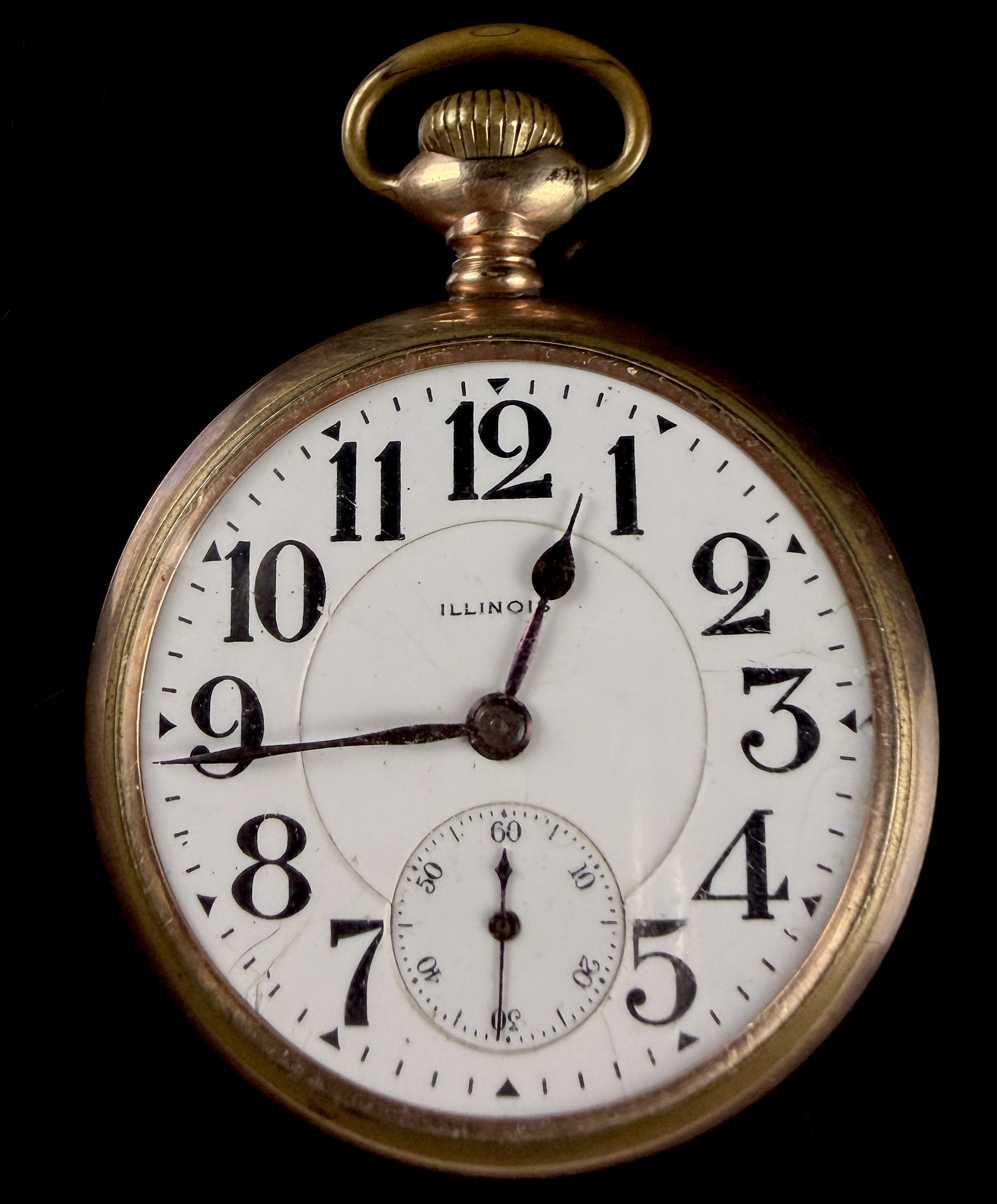 Illinois 16-Size Gold-Filled Open-Face Pocket Watch