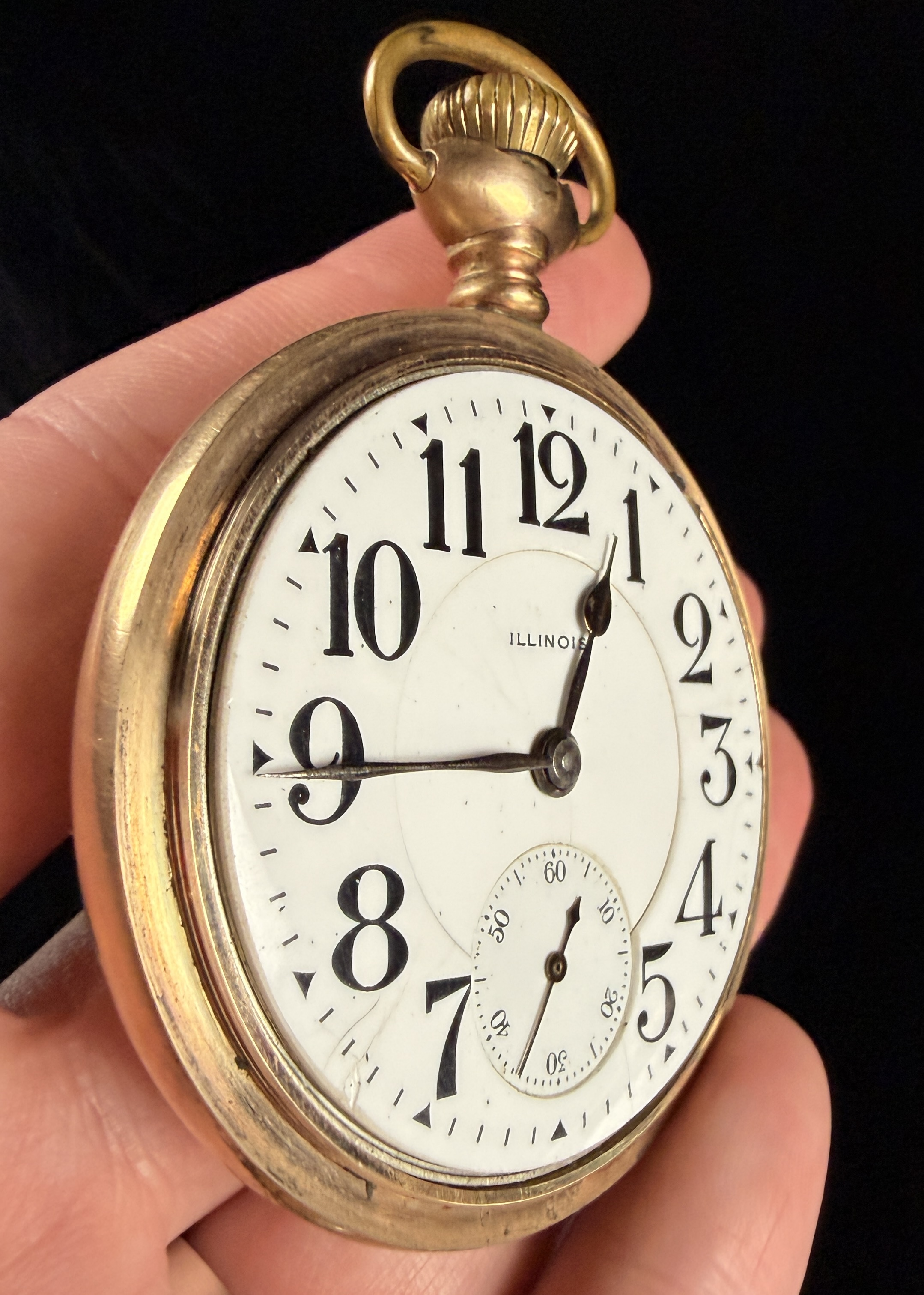 Illinois 16-Size Gold-Filled Open-Face Pocket Watch