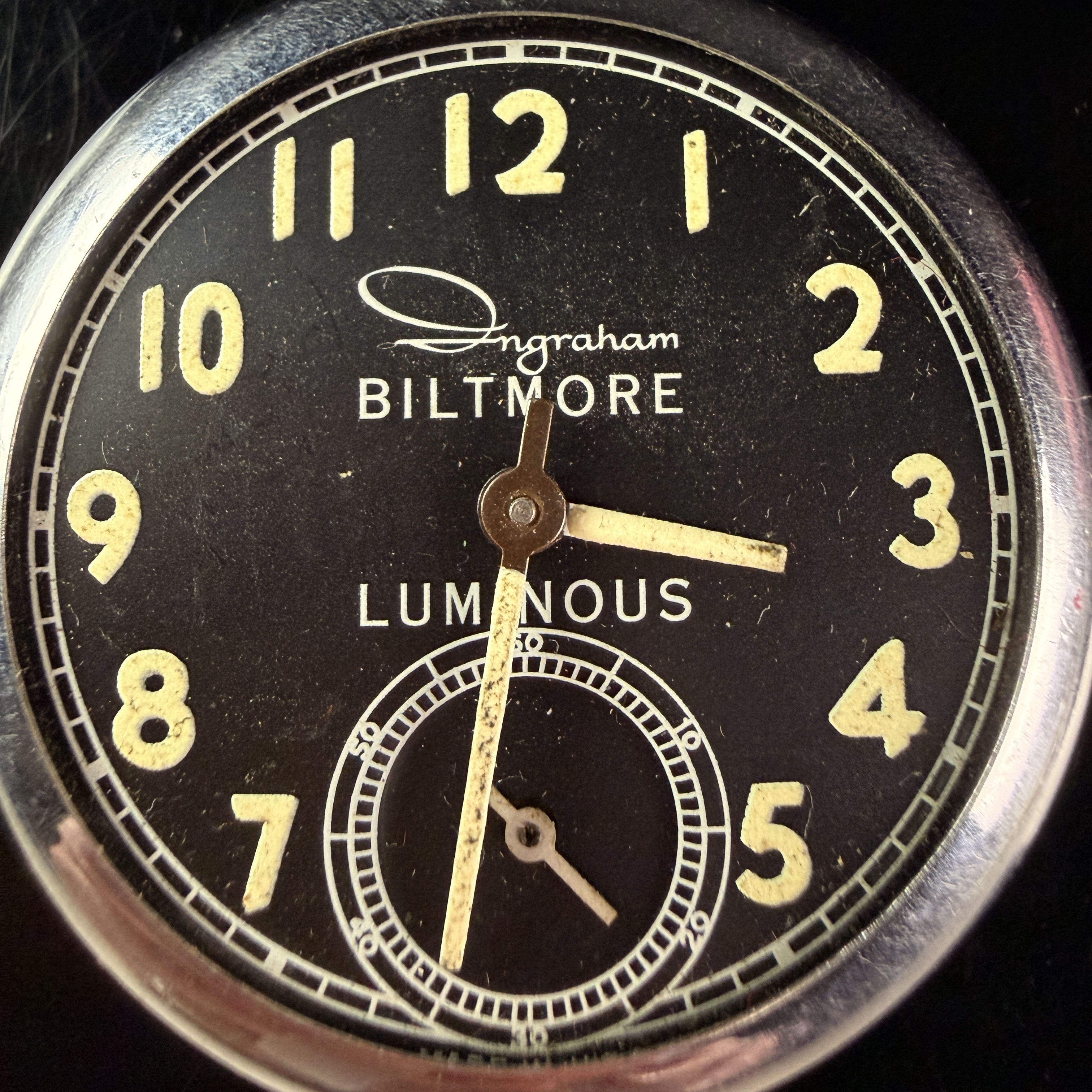 Ingraham Biltmore Luminous Uranium Dial Manual Wind Pocket Watch