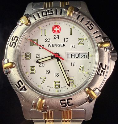 Wenger Swiss Military Two-Tone Day-Date Wristwatch Ref 096.0685. Wenger Swiss Military quartz 