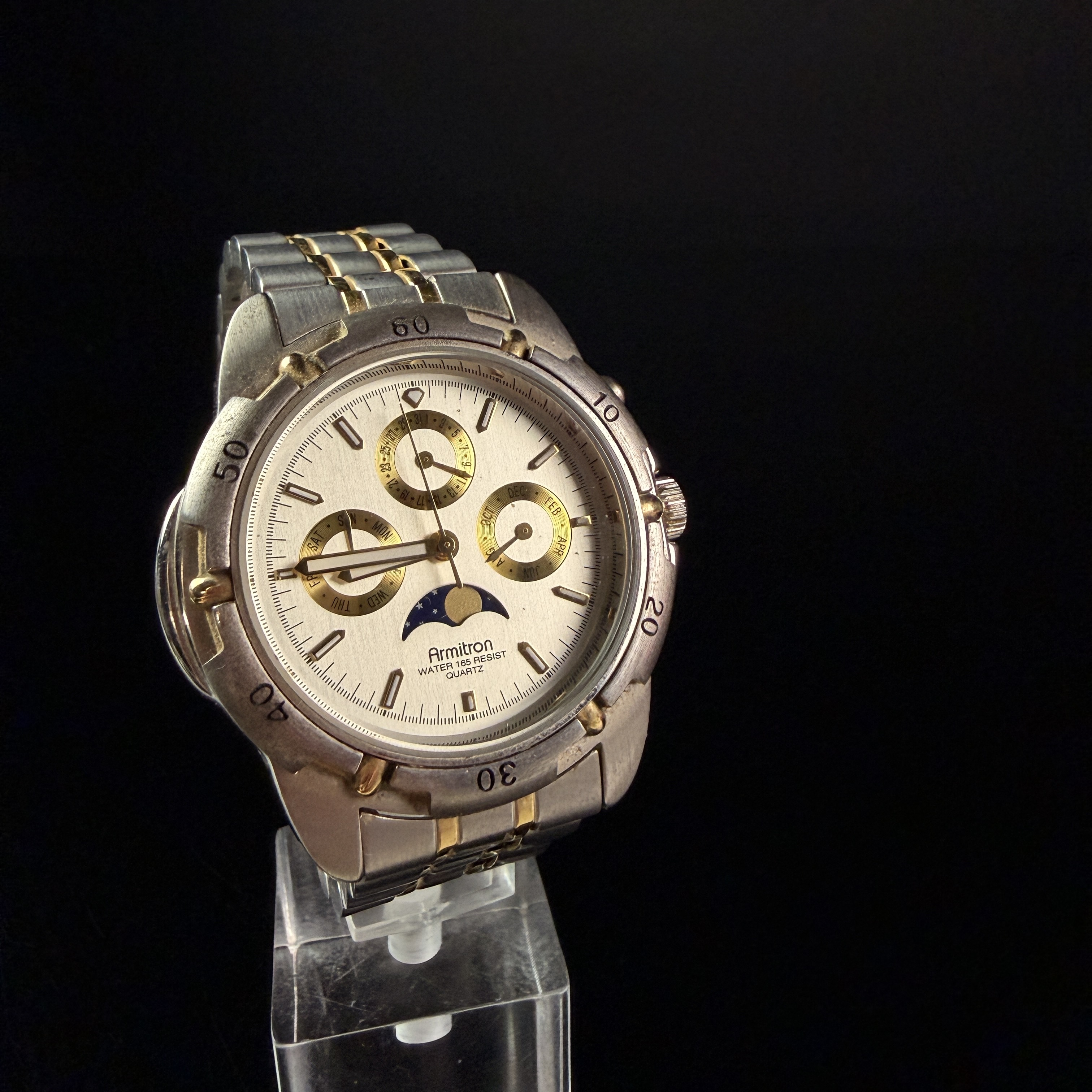 Armitron Multi-Function Moon Phase Two-Tone Wristwatch Reference 20/1205