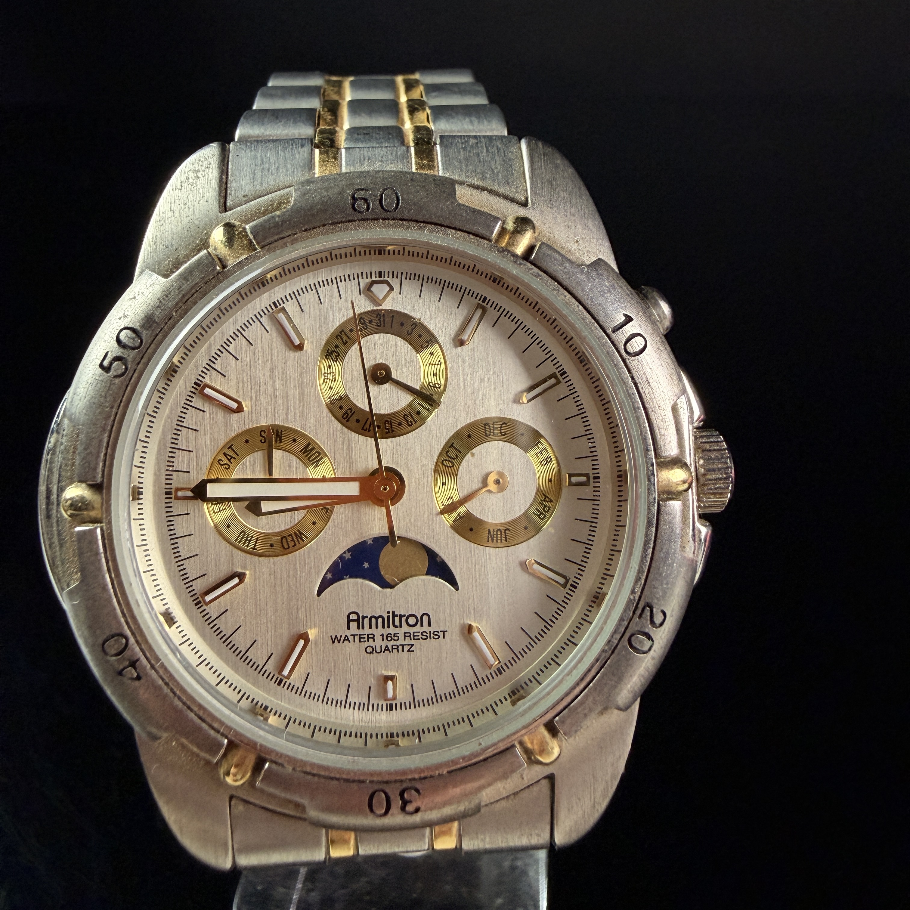 Armitron Multi-Function Moon Phase Two-Tone Wristwatch Reference 20/1205