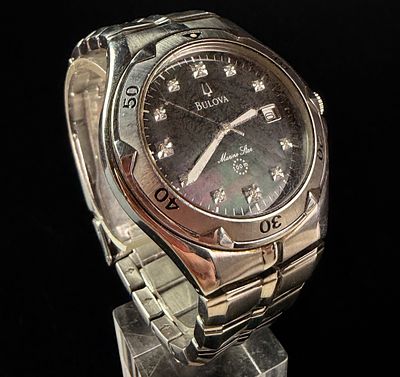 Bulova Marine Star Stainless Steel Diamond Accent Wristwatch C837315. A Bulova Marine Star 