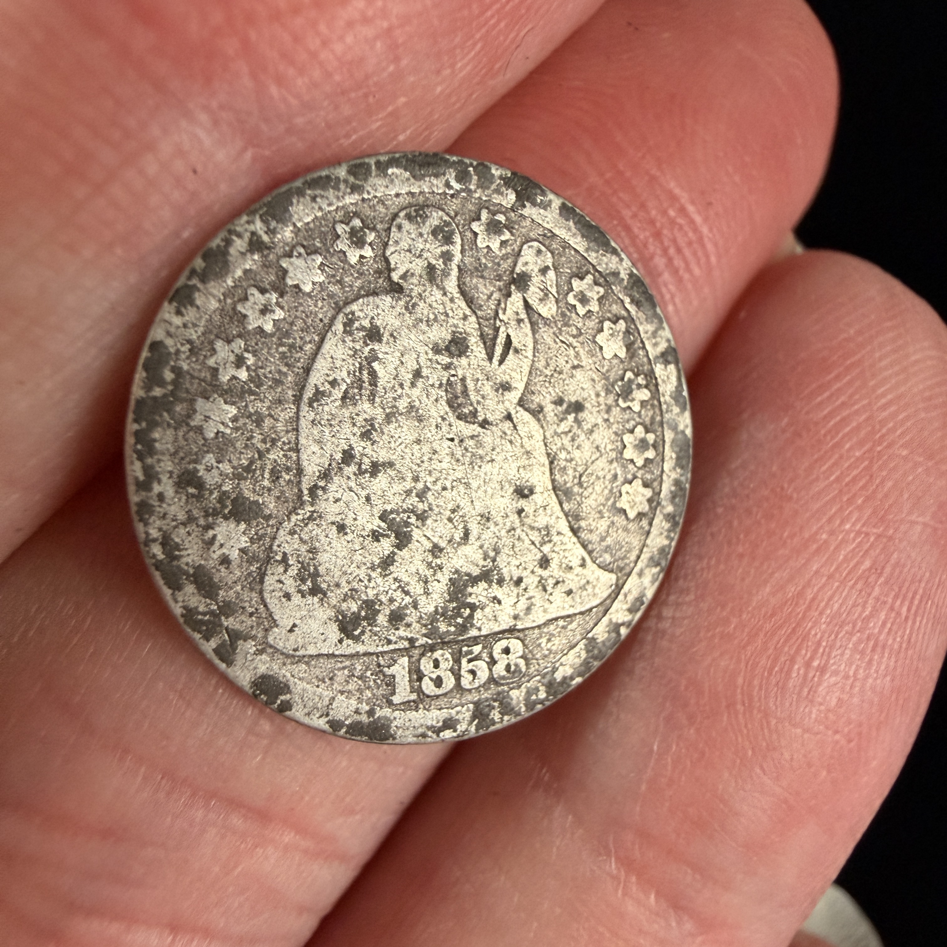 US 1858-O Seated Liberty Silver Dime