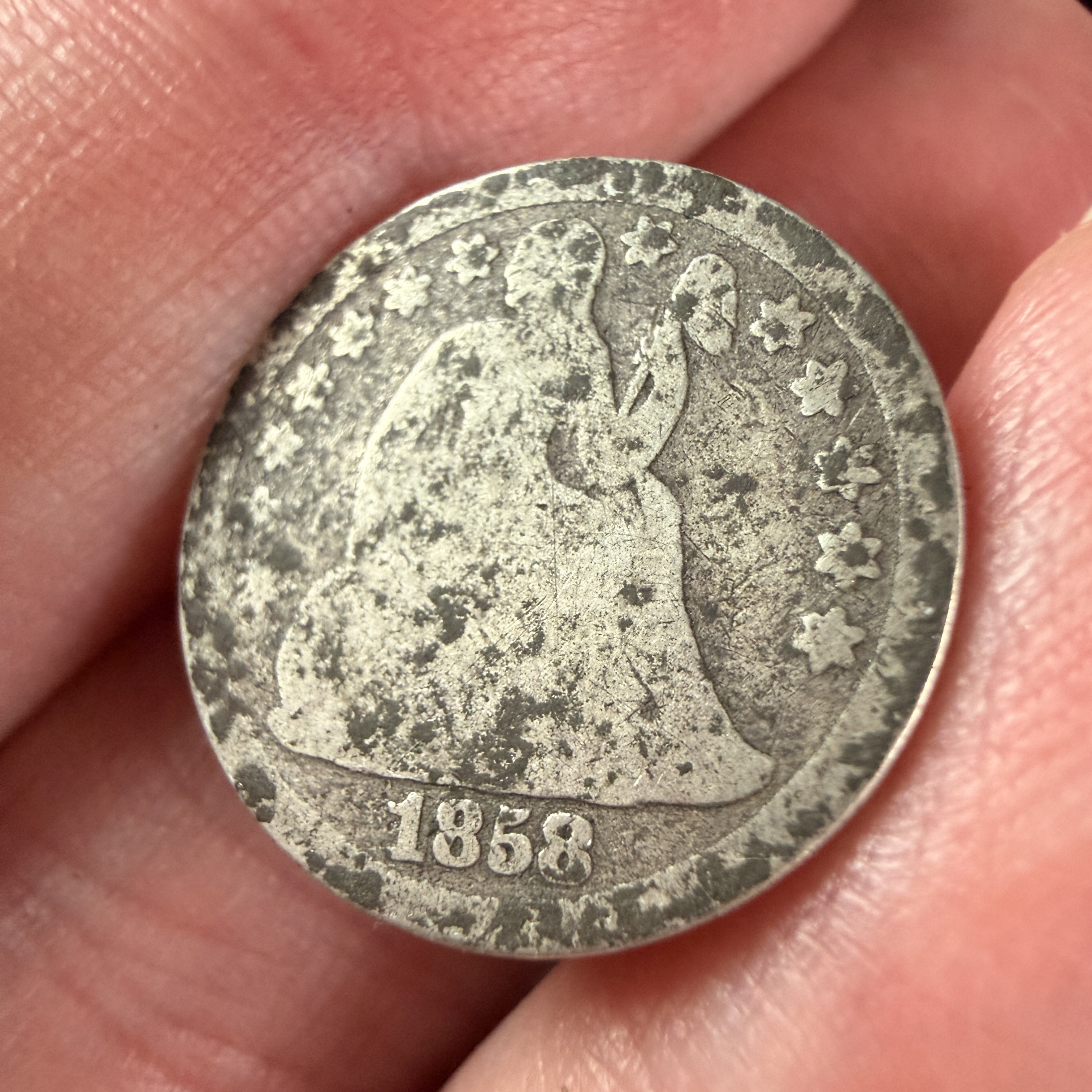 US 1858-O Seated Liberty Silver Dime