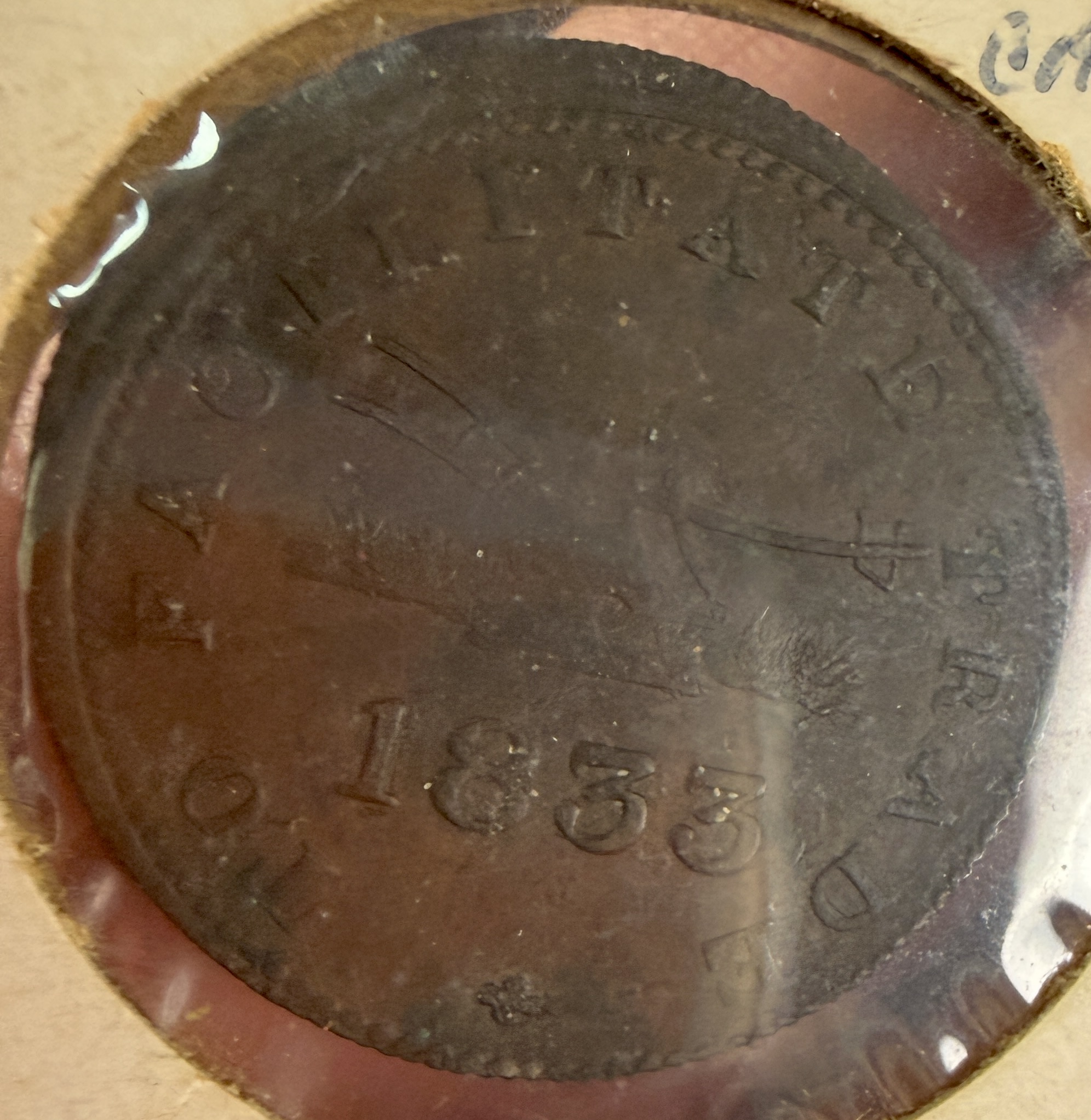 1833 Upper Canada 1/2 Penny Token