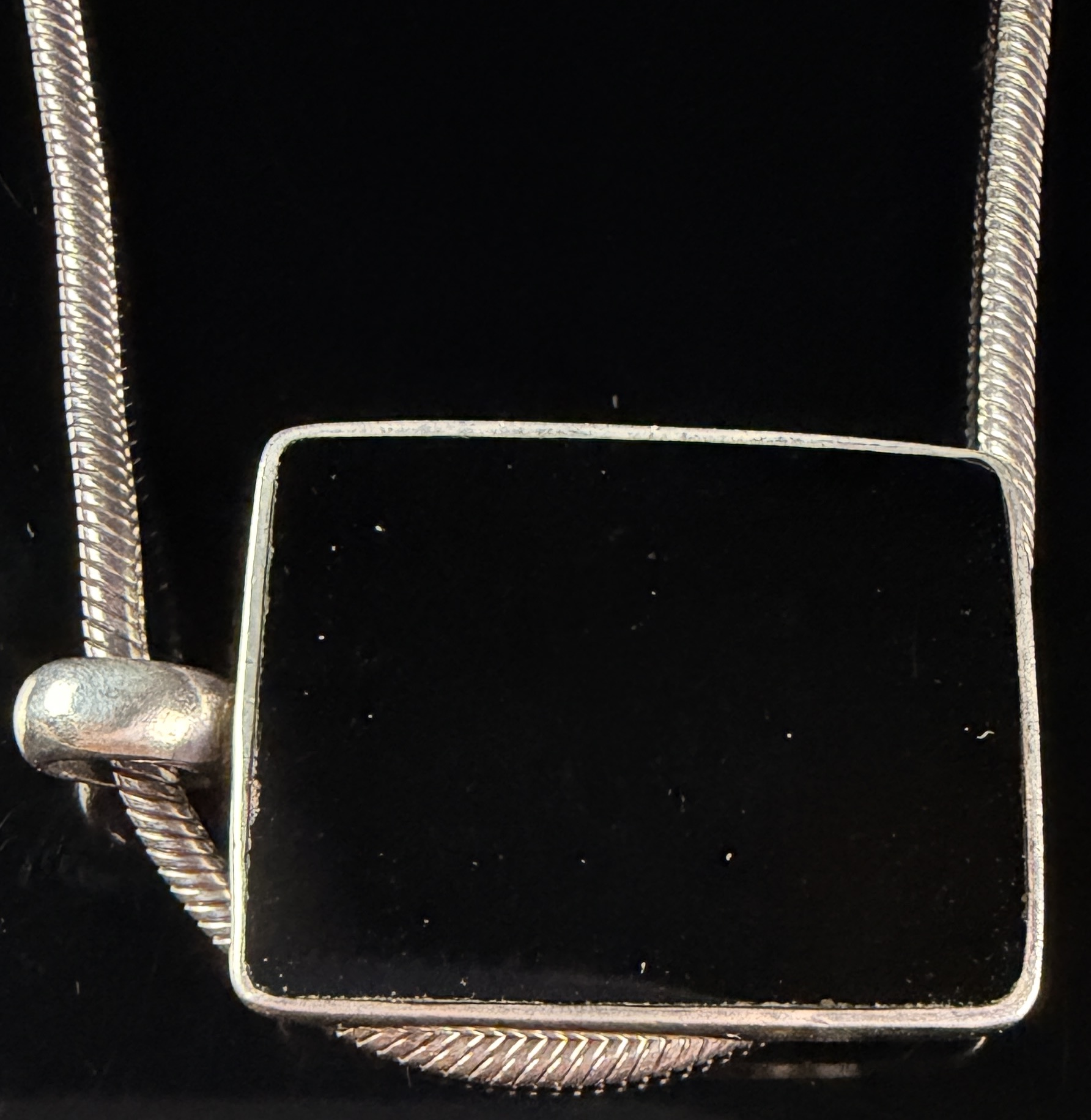 Sterling Silver Italian Snake Chain Necklace with Reversible Rectangular Southwest Motif Pendant