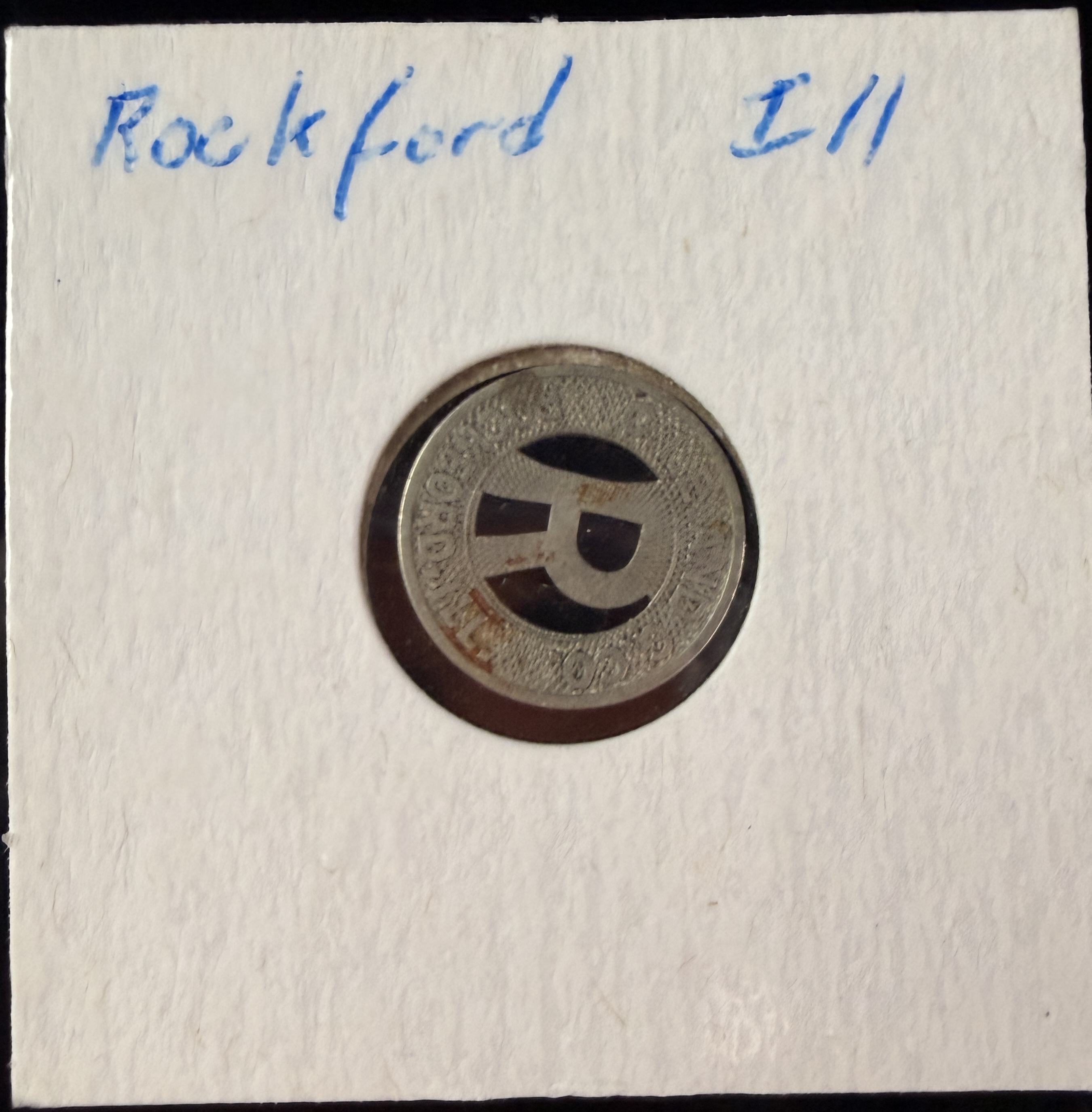 US Rockford, IL Transportation Token, White Metal